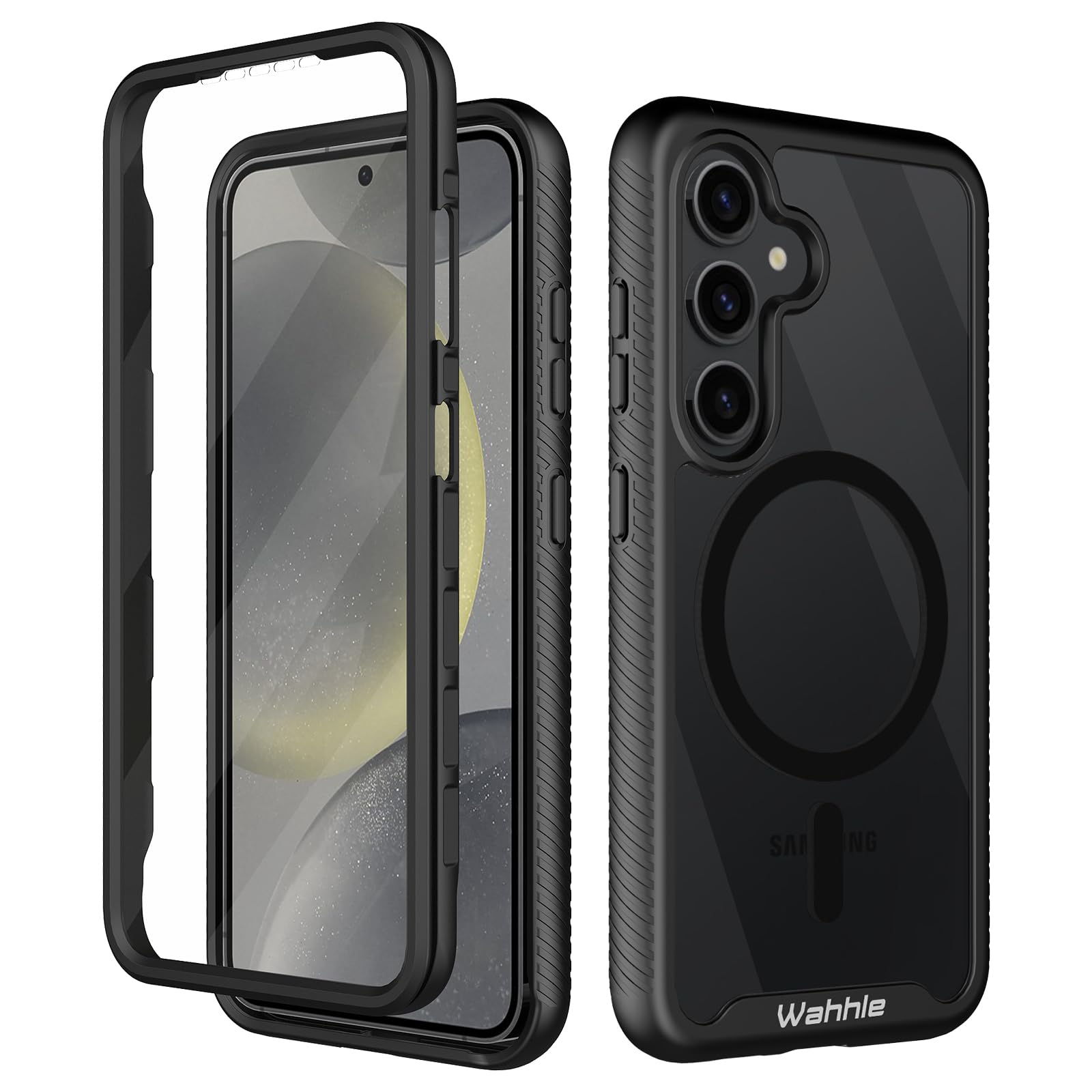 Wahhle Compatible With Samsung Galaxy S24+ Plus Case, Magnetic Wireless Charging Built In Screen Protector Full Body Shockproof