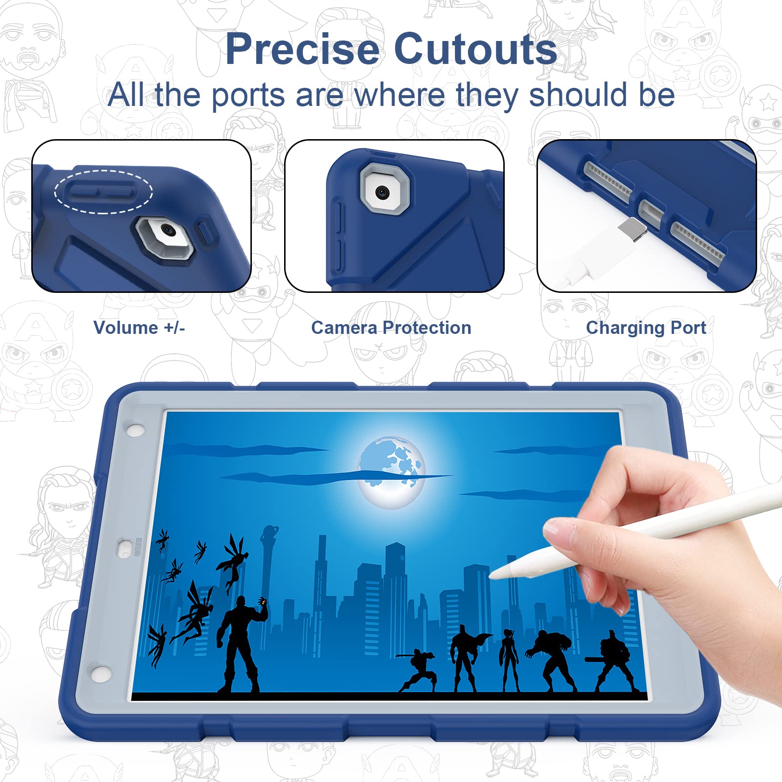 Timism Heavy Duty Shockproof Ipad Case (10.2In, 2021/2020/2019) With Kickstand, Cartoon Design For Kids, Compatible With Ipad 9T