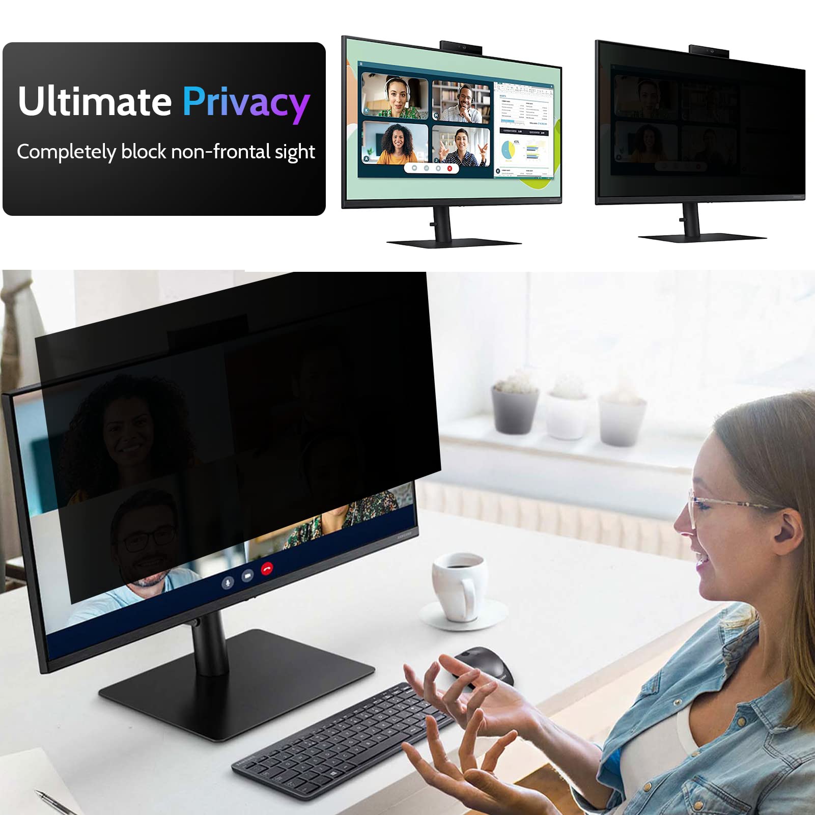 Peslv Computer Privacy Screen 19 Inch For 5:4 Standard Monitor, Removable 19Inch Anti Blue Light Glare Shield Monitor Privacy Fi