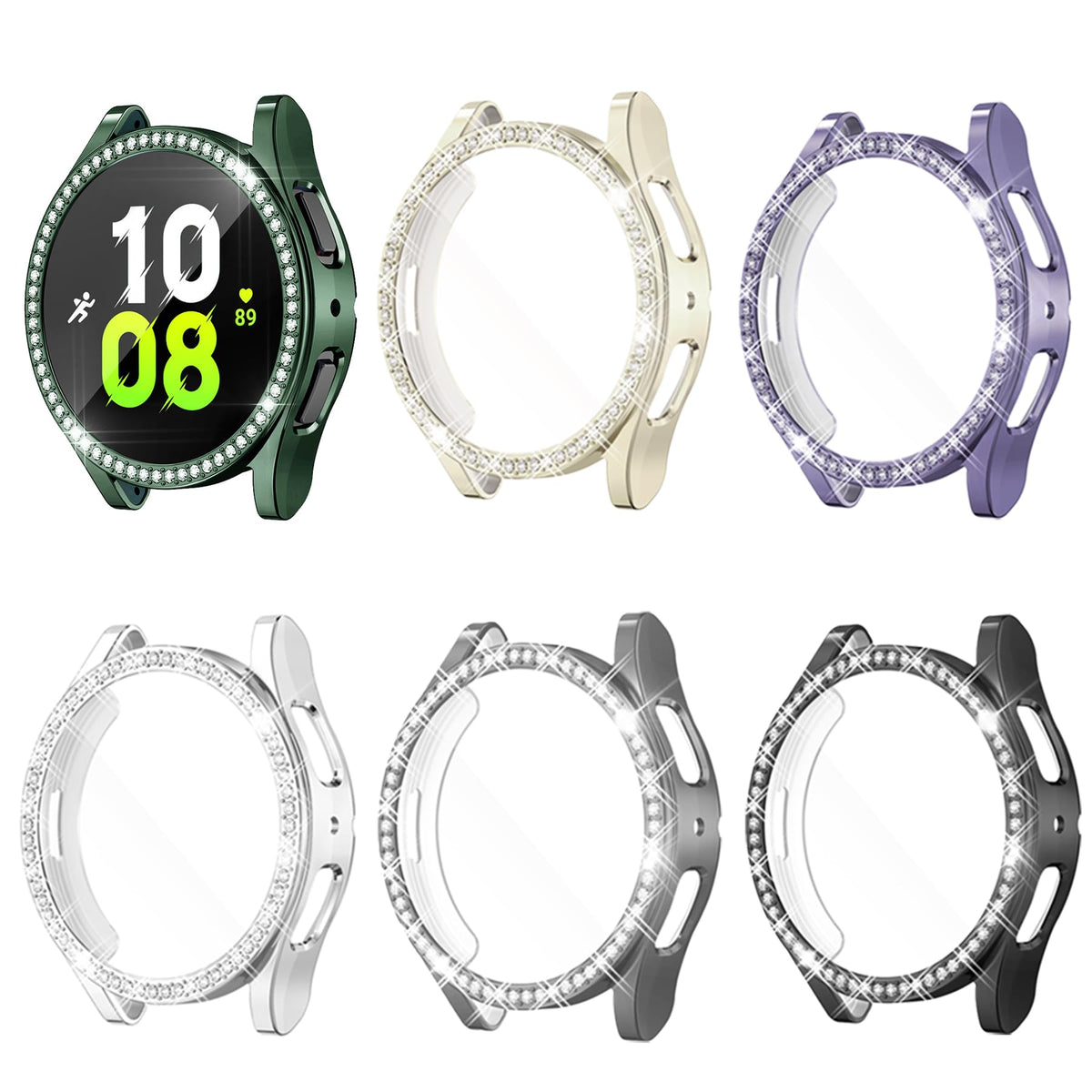 Watch Screen Protector Compatible With Samsung Galaxy Watch 5/4 44Mm, 6 Colors Bling Glitter Case Tpu Soft Cover Full Protection