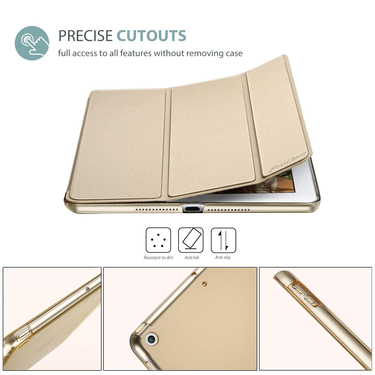 Procase Smart Case For Ipad 9.7 Inch Ipad 6Th/5Th Generation 2018 2017(Model: A1893 A1954 A1822 A1823), Ultra Slim Lightweight S