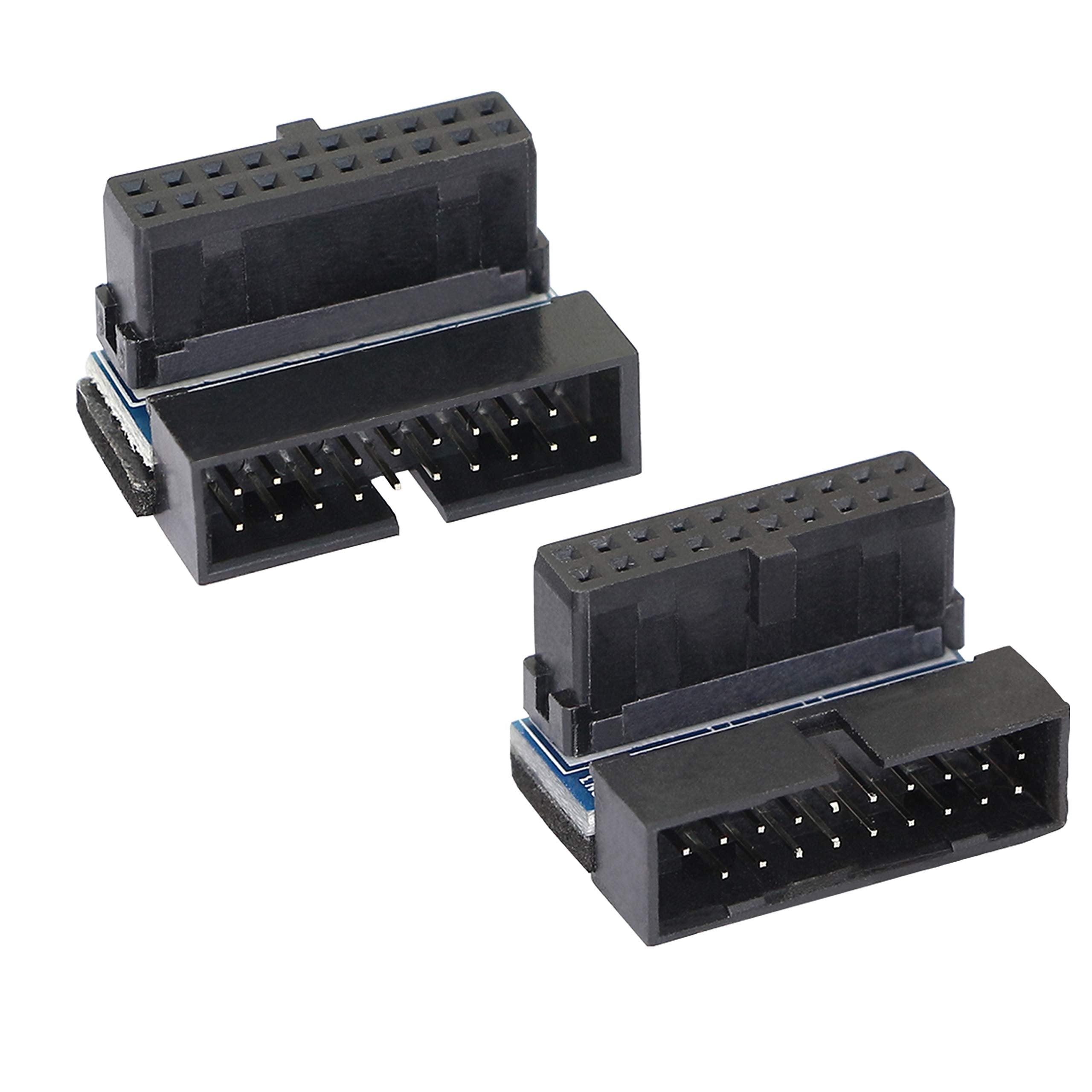 Gelrhonr Right Angled Usb 3.0 20 Pin Male To Female Extension Adapter, Desktop Motherboard 90 Degree Angled Usb 3.0 19 Pin Mothe