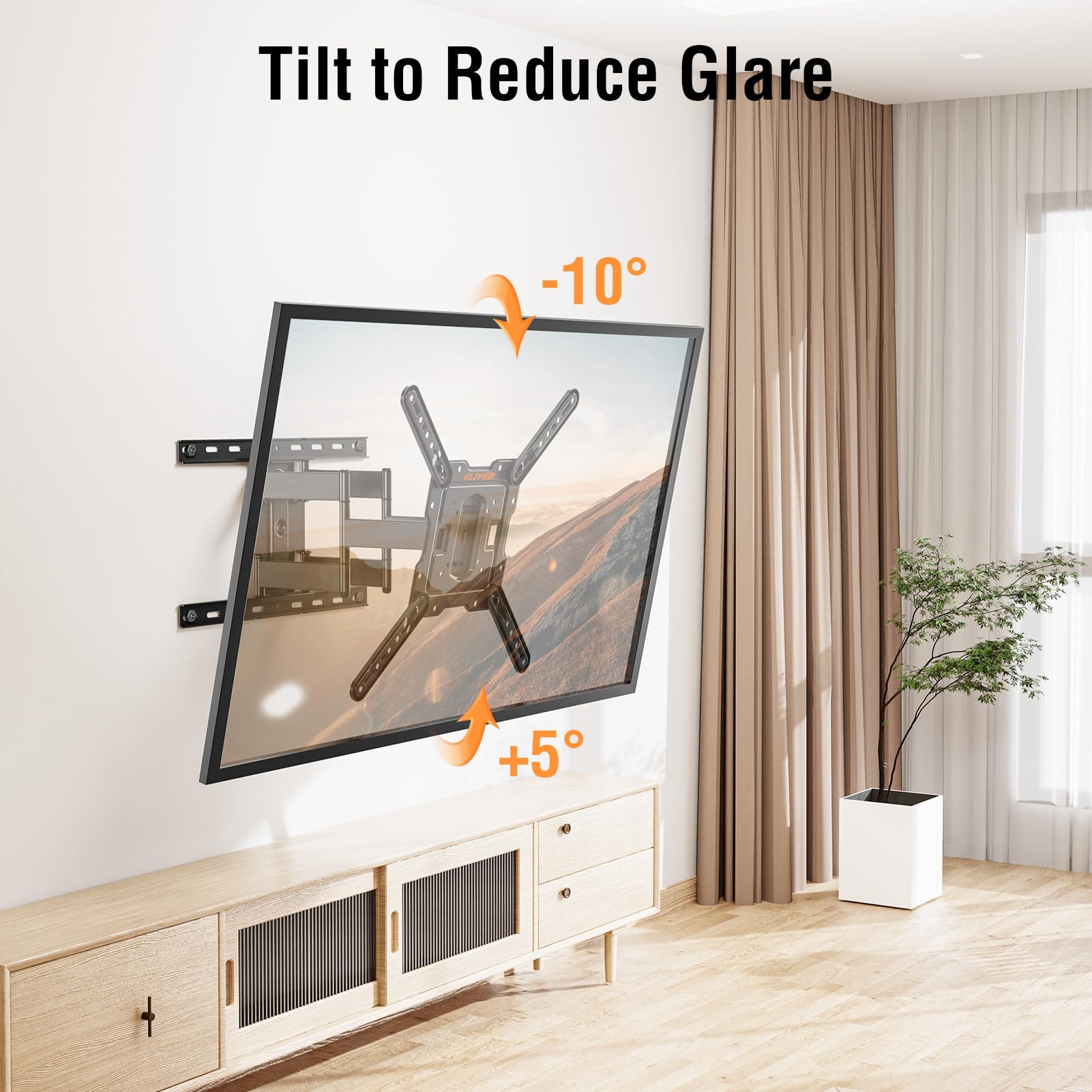 Elived Ultra Slim Tv Wall Mount For Most 26 60 Inch Tvs, Low Profile Wall Mount Tv Bracket, Full Moiton Tv Mount Swivel And Tilt