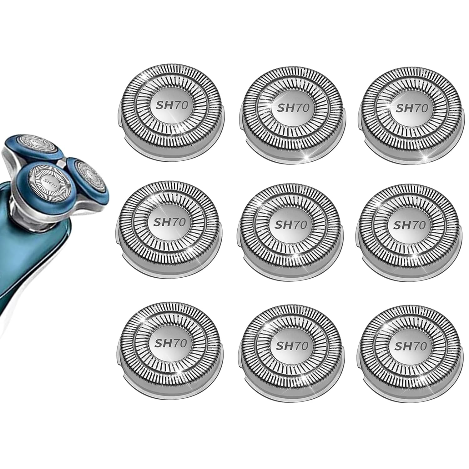 9 Pack Sh70/71 Replacement Heads Blades Fit For Ph****S Norelco Series 7000, New Upgraded Sh70 Double Blades For Norelco 7000 Re