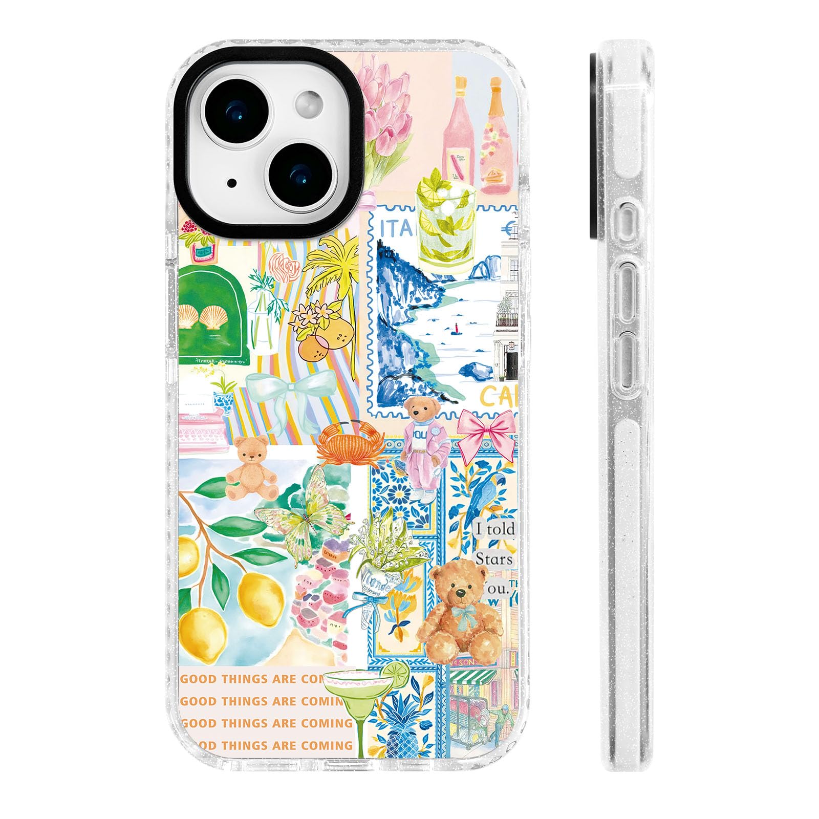 ChiCs-Flaura for iPhone 14 Plus & iPhone 15 Plus Case [Military-Grade Drop Protection/Uplifting Soft TPU Protective/Camera Prote