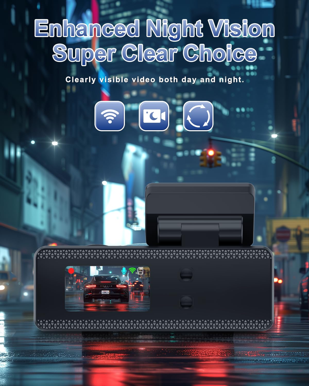 4K Dash Cam Front And Rear, Wifi Dash Cam With 64Gb Card, 4K+1080P Dash Camera For Cars, Wifi Car Camera With App Control, 1.47'