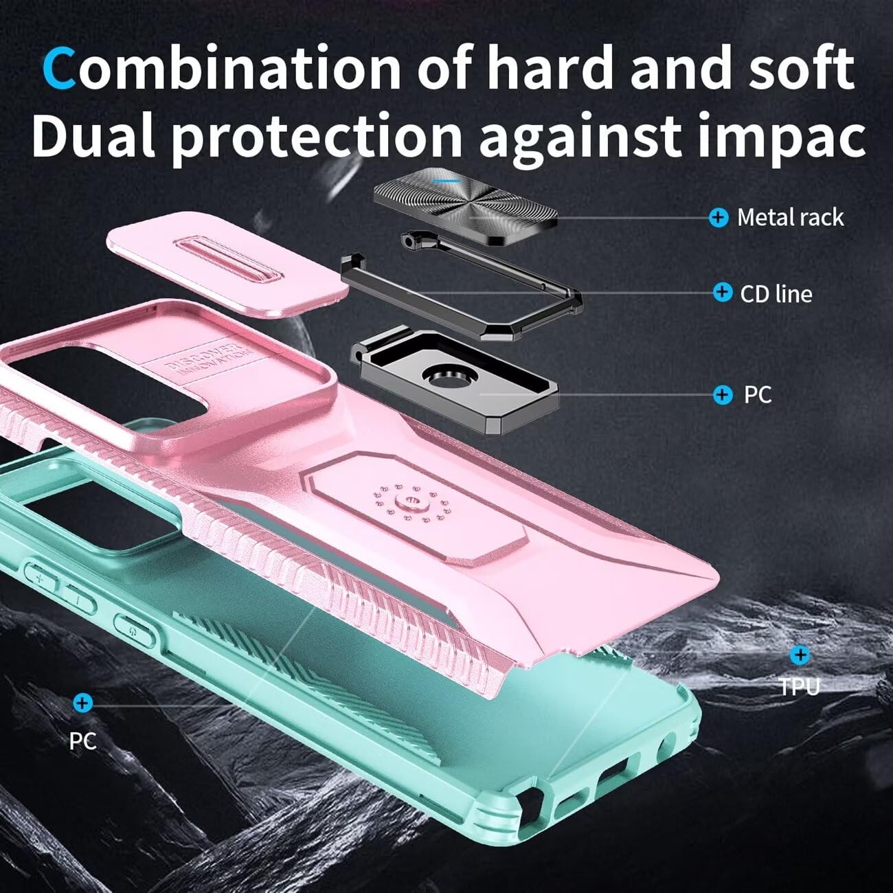 Wanyuexes Case For Motorola Moto G Stylus 5G 2024 Case With Tempered Glass Screen Protector And Slide Camera Cover, Rotated Ring