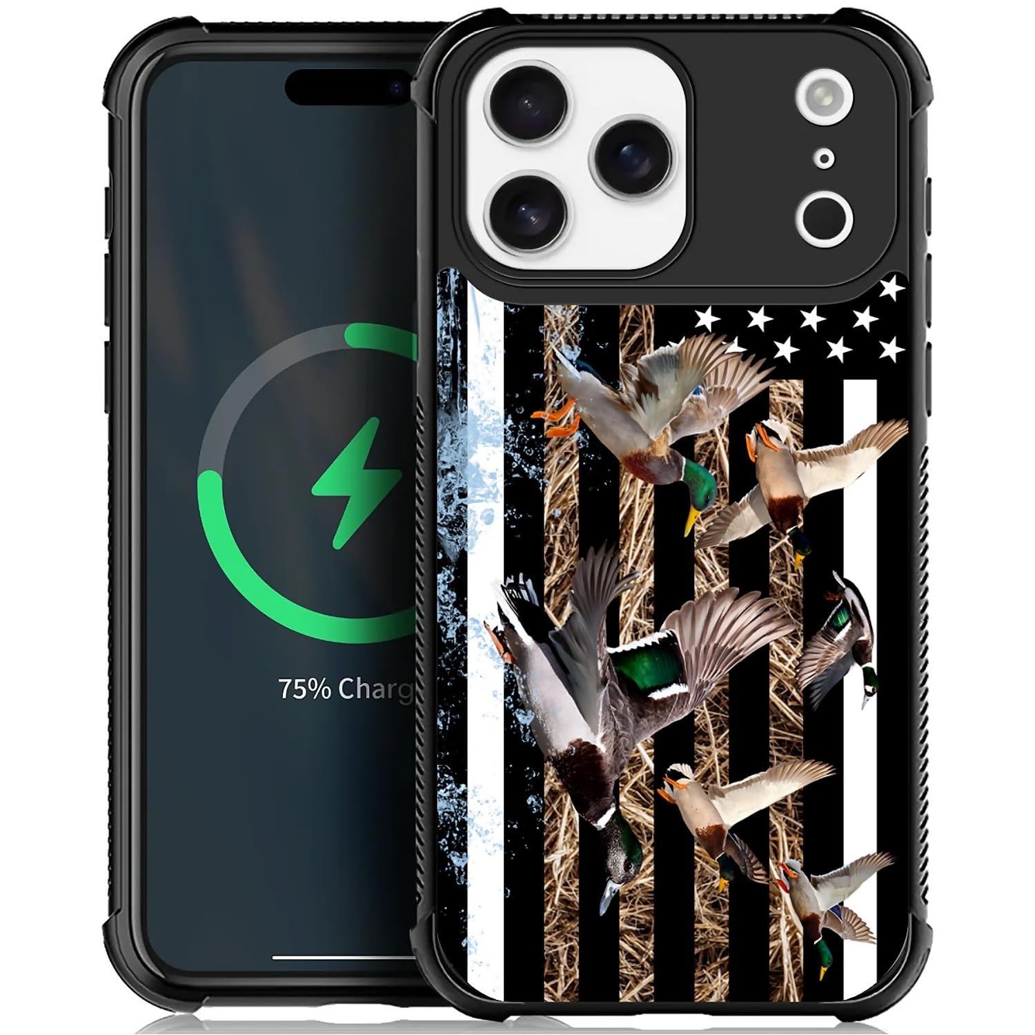Deaorew for iPhone 17 Pro Max Case | Compatible with MagSafe | Classic Slim Cover Design | Ducks Hunting American Flag
