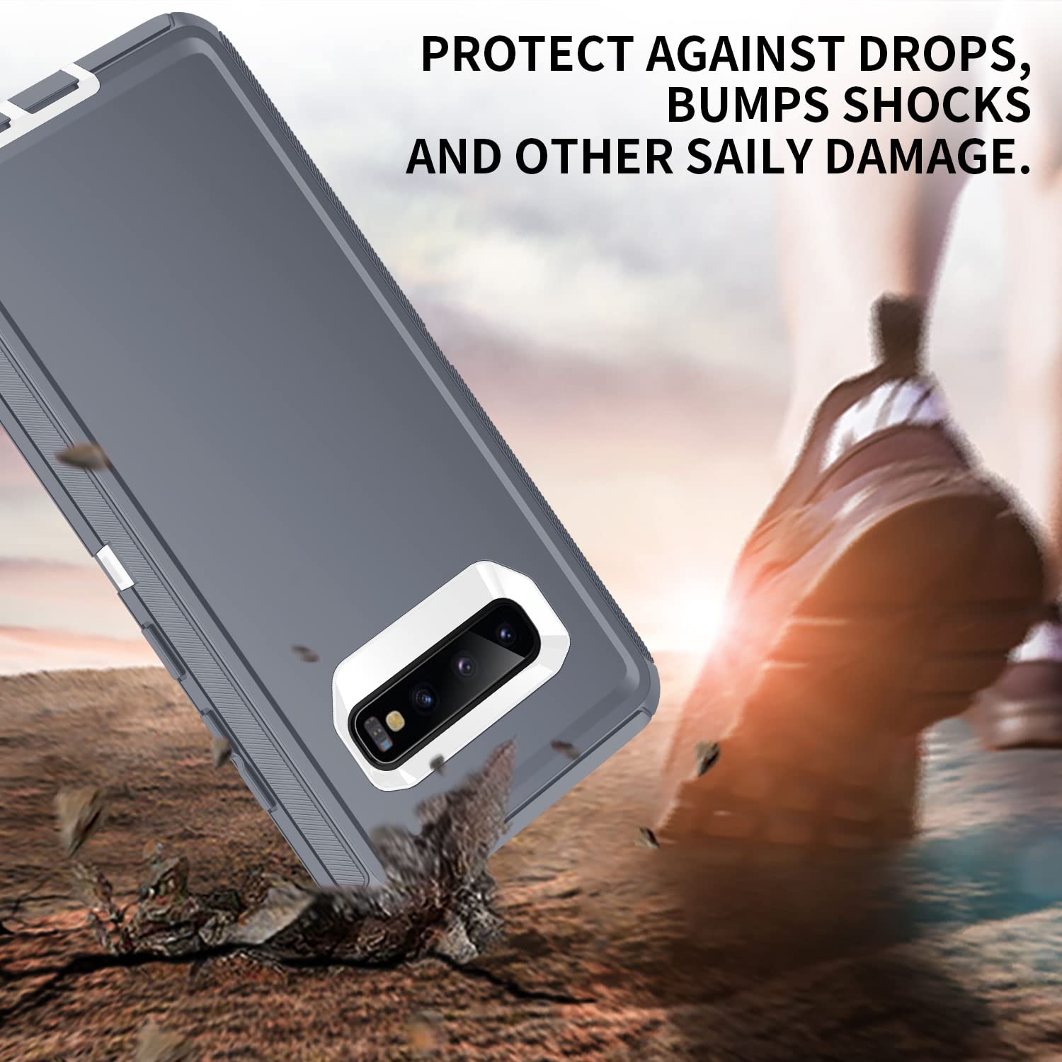 Mieziba For Galaxy S10 Case,Heavy Duty Shockproof Dust/Drop Poof 3 Layers Full Bady Protection Rugged Cover Case For Galaxy S10