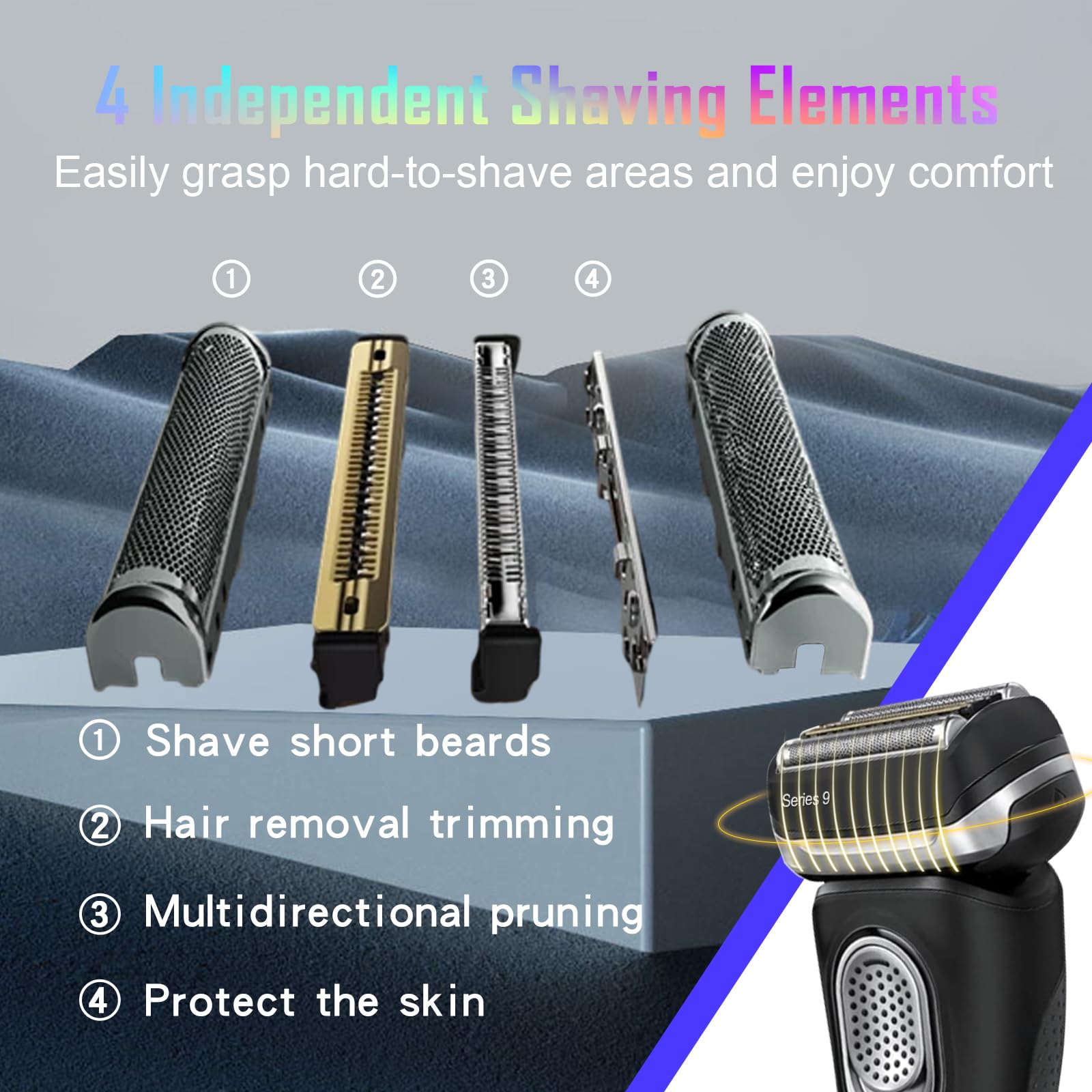 92B Series 9 Electric Shaver Replacement Heads Compatible With Braun Series 9 Electric Razors 290Cc, 9291Cc, 9370Cc, 9293S, 9385