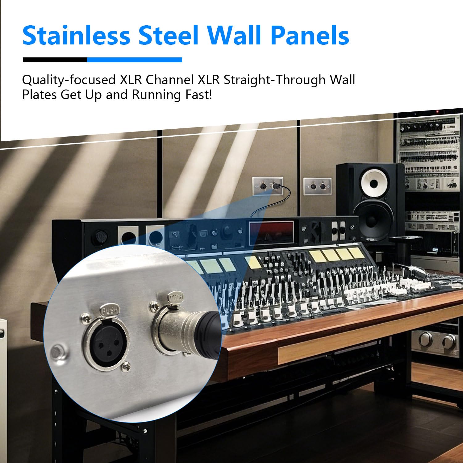 Zhupoub Dual Xlr Female Wall Plates (2 Pack)   Stainless Steel, Xlr Female Connectors, Compatible With Microphone, Mixer, Speake