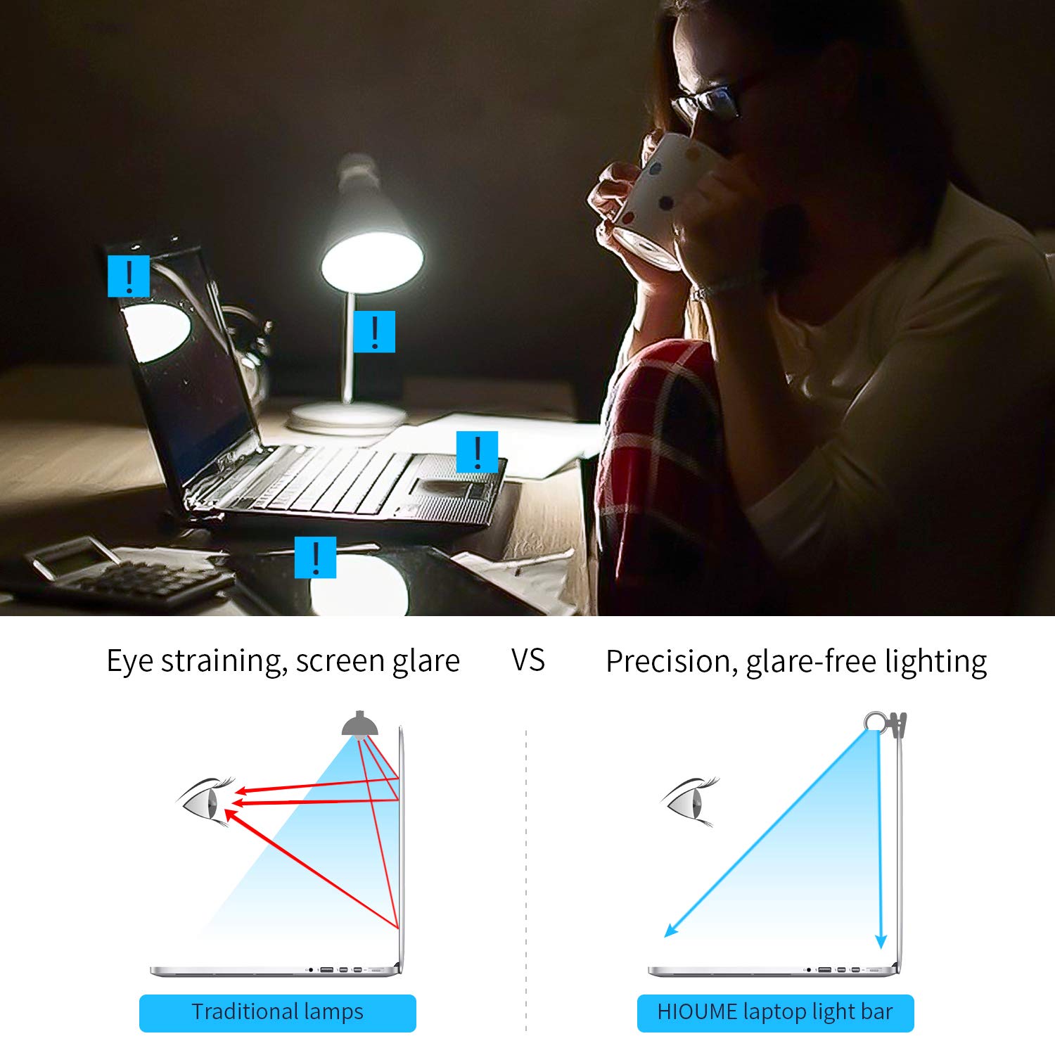 HIOUME Laptop Monitor Light Bar USB LED e-Reading Lamp No Glare Black Aluminum