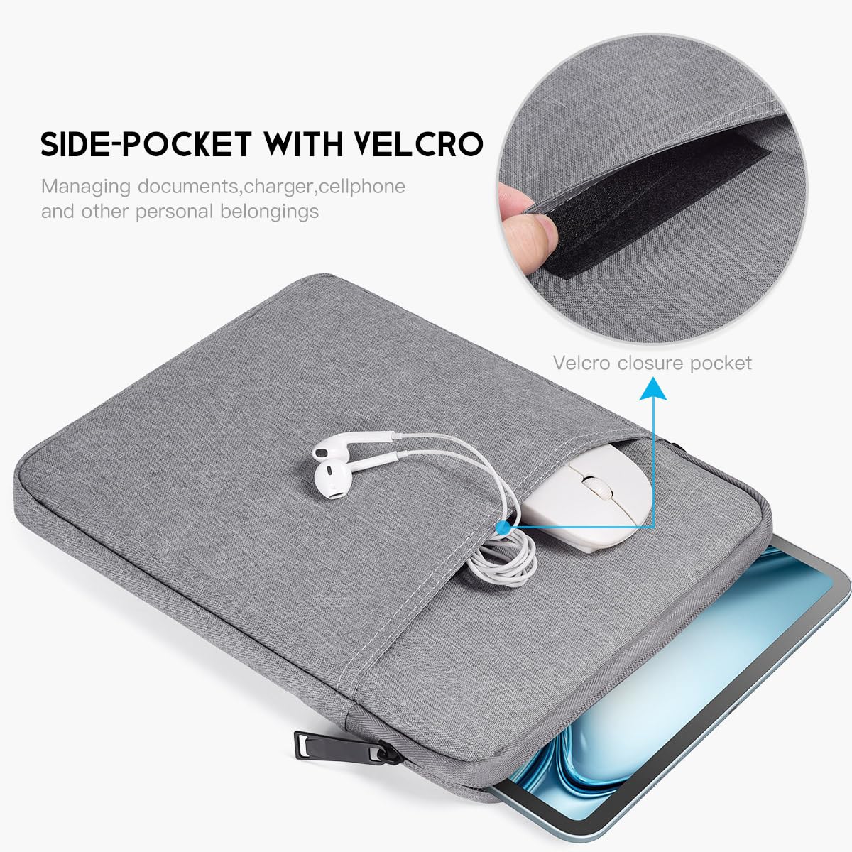 9 11 Inch Ipad Carrying Case, Padded Travel Tablet Sleeve Bag For 11 Inch Ipad Pro M4(2024), 11'' Ipad Air M2, 10.9 Ipad, 10.9 I