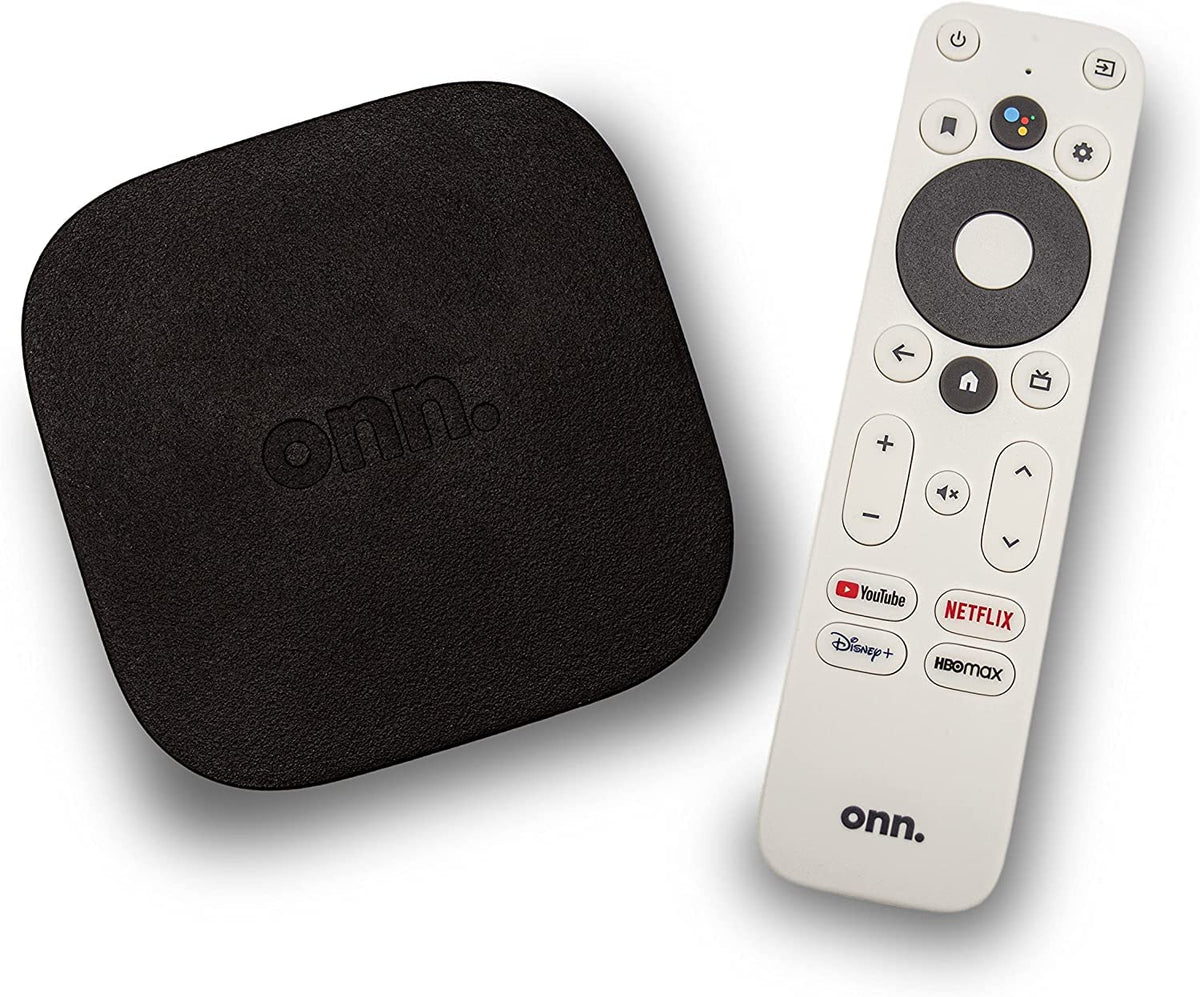 Onn Android Tv 4K Uhd Streaming Device With Voice Remote Control Google Assistant & High Speed Hdmi Cable (100026240) Black