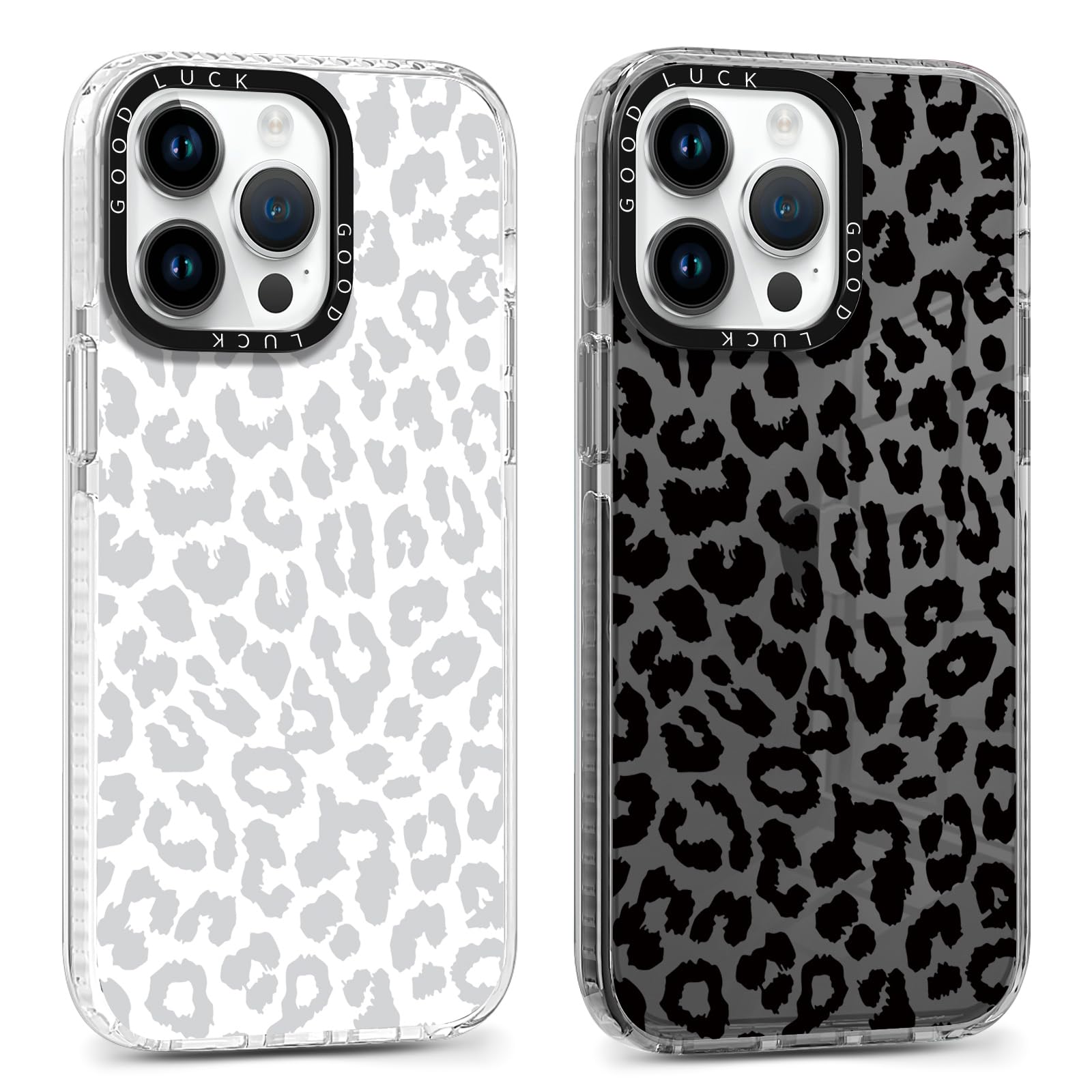 Rumdey 2 Pack Clear Cases For Iphone 13 Pro Case 6.1 Inch, Clear With Cute Fashion Leopard Cheetah Patterns For Girls Women Men