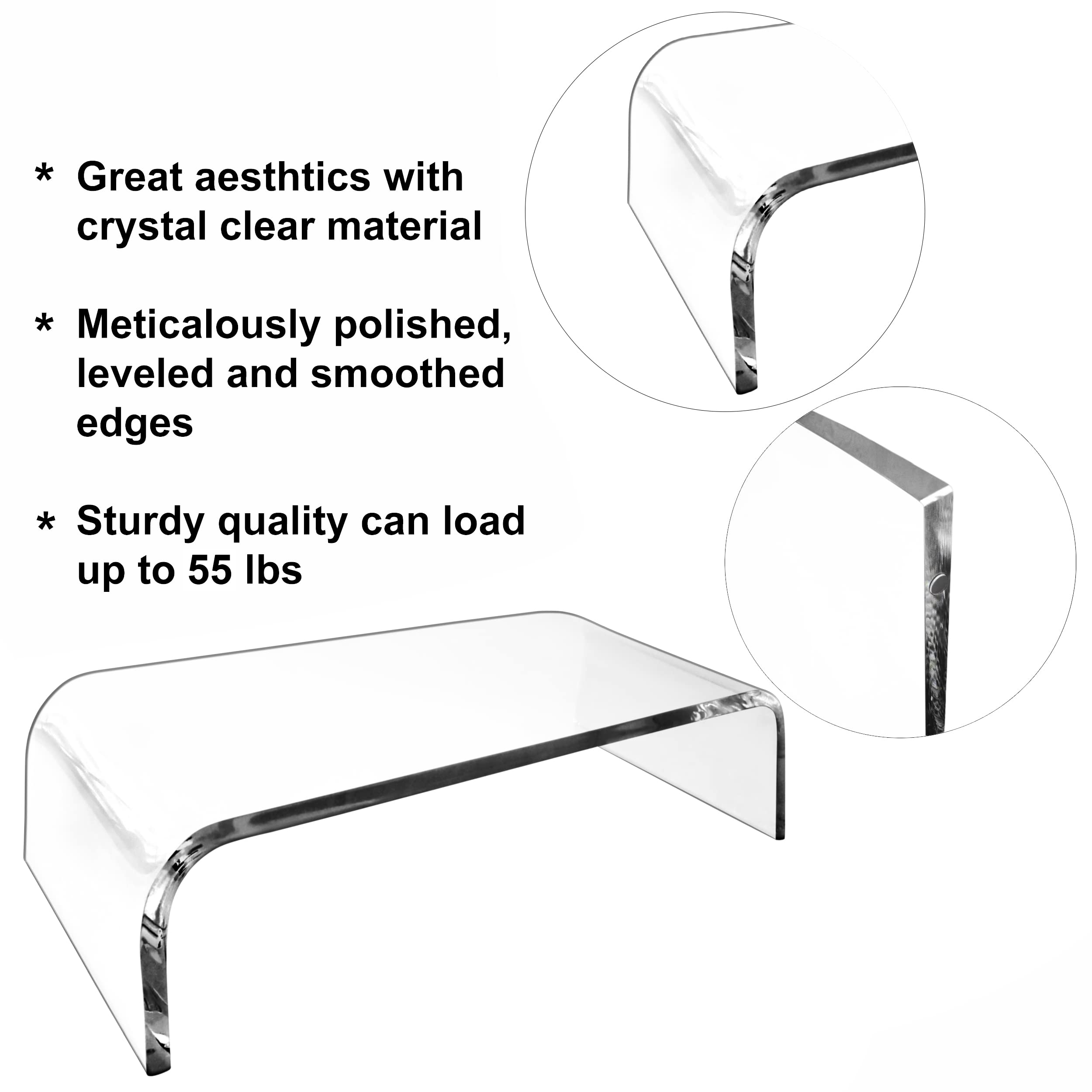 Amt Premium Acrylic Clear Monitor Riser Laptop/Pc/Multimedia Monitor Stand For Home Office