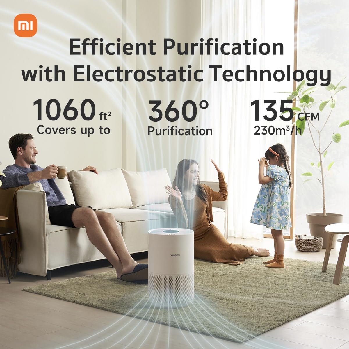 Xiaomi Mi Air Purifier 4 Compact, True Hepa H13 3 Stage Filter System Removes 99.97% Of Pollutants As Small As 0.3 Microns, Smar