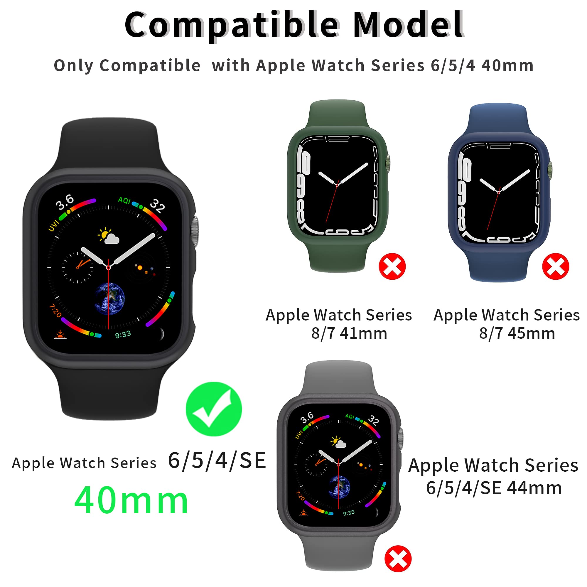 Jomitvp 12 Pcs Hard Pc Case Compatible For Apple Watch Series Se (2022) 6/5/4/Se 40Mm With Tempered Glass Screen Protector, All