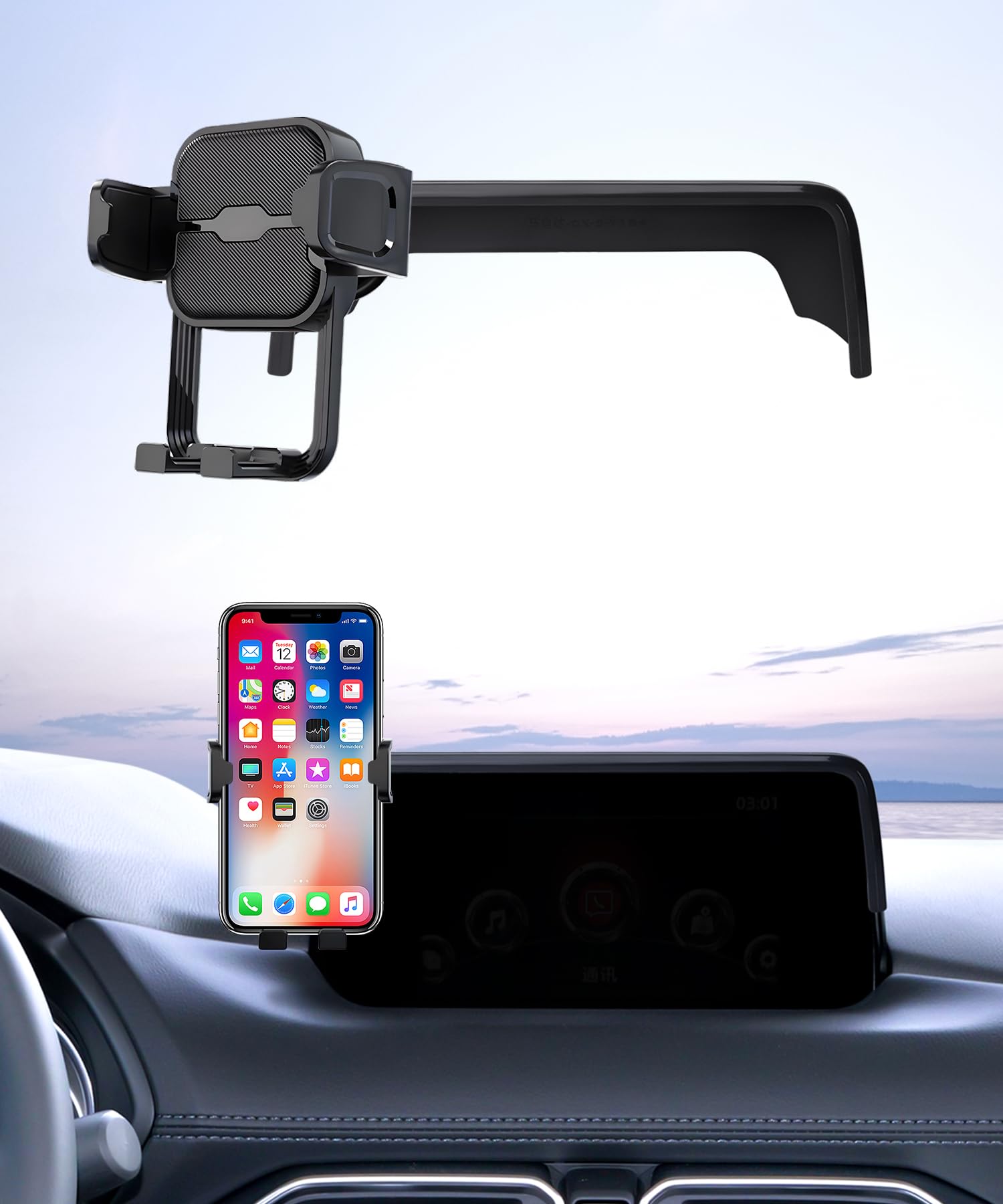Masergogo Car Phone Holder For 2017-2020 Mazda Cx-5, 360 Rotation, 7 Inch Screen Fixed Clip, Auto Accessories Navigation Bracket