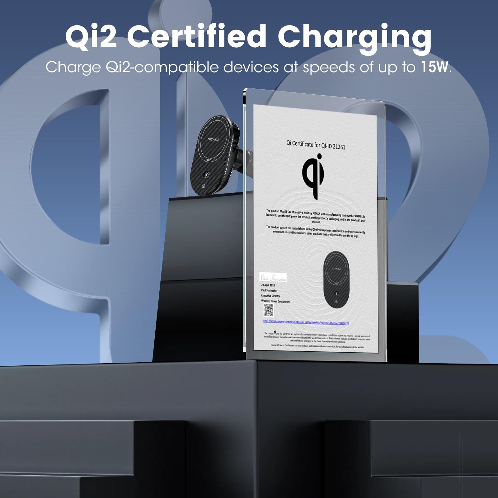 Pitaka For Qi2 Magsafe Car Mount Charger, 15W Magnetic Car Phone Holder For Iphone 16/15/14/13 Series With Nfc Feature, Air Vent