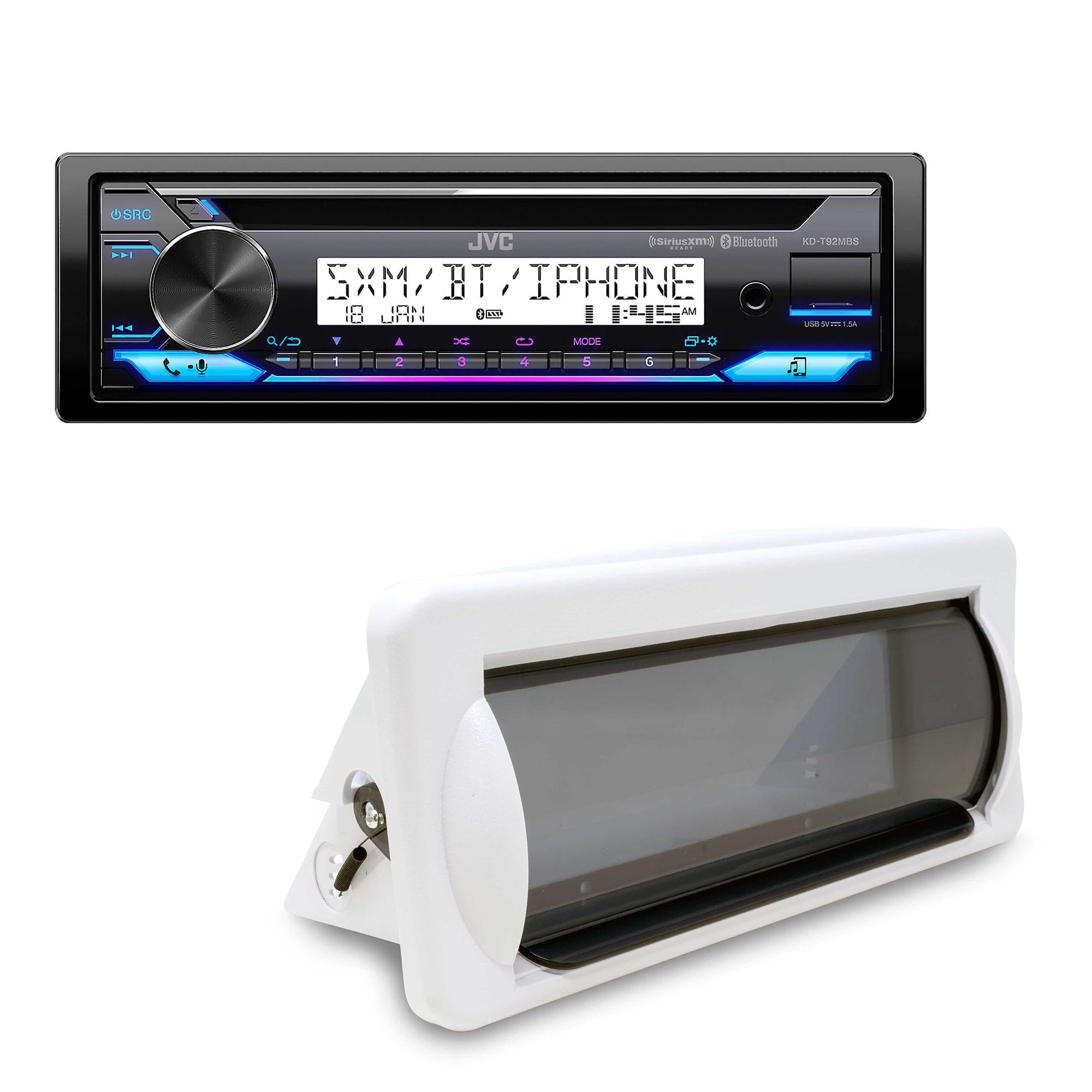 Jvc Kd-T92Mbs Marine Cd Receiver Bluetooth, Usb, Backlit Display, Conformal Coated Pcb, 13-Band Eq, Variable-Color Illumination,