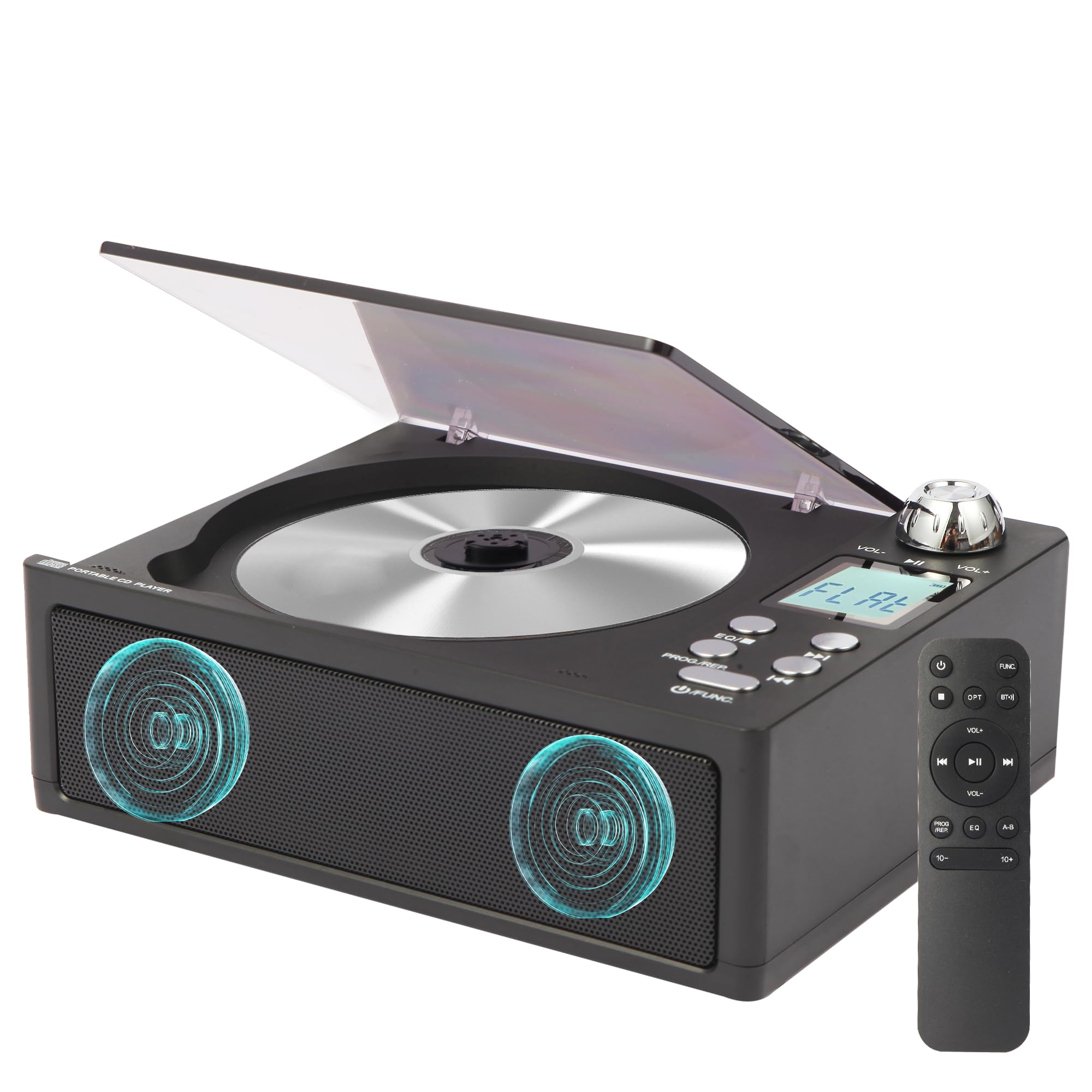 M-Amazup CD Player Portable, Desktop CD Players for Home with Rechargeable Battery, Dual Speakers, Support Opt/USB/TF Card/AUX/F