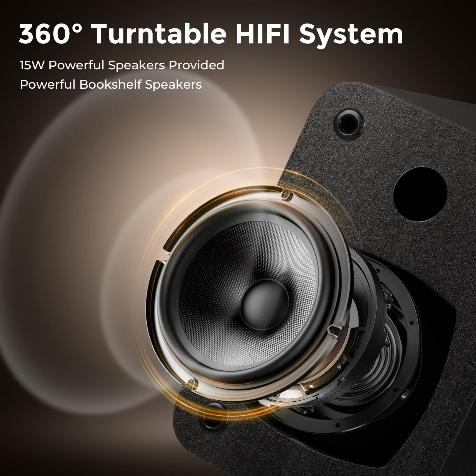 Black Record Player For Vinyl With Speakers Retroturntable Kit For Vinyl Records Dual Stereo Speakers, 3 Speed Lp Vinyl Players