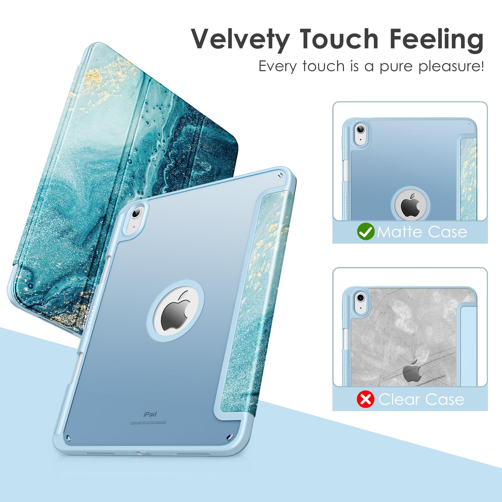 Vikesi For Ipad 10Th Generation Case 10.9 Inch Released In 2022, Matte Slim Hard Back, Soft Tpu Frame, Pencil Holder And Auto Sl