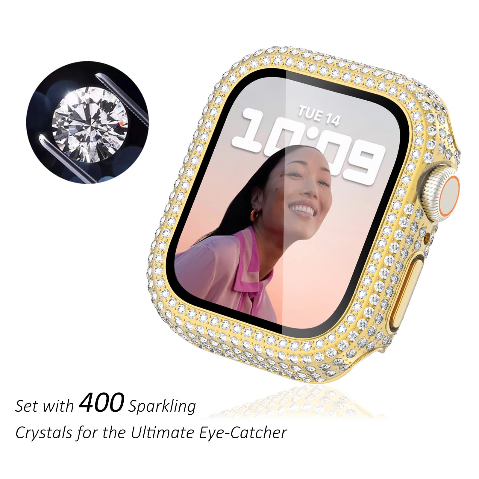 Surace Compatible With Apple Watch Case 40Mm, 300 Diamonds With Screen Protector For Apple Watch Series 6/5/4/3/2/1, Bling Case