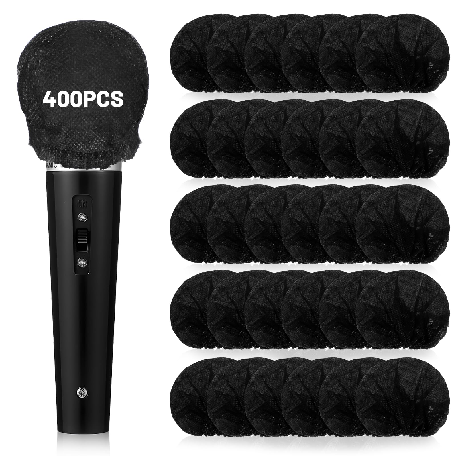 Wllhyf 400 Pcs Microphone Cover, Disposable Mic Covers Individually Wrapped Non Woven Microphone Windscreen Protective Cover For