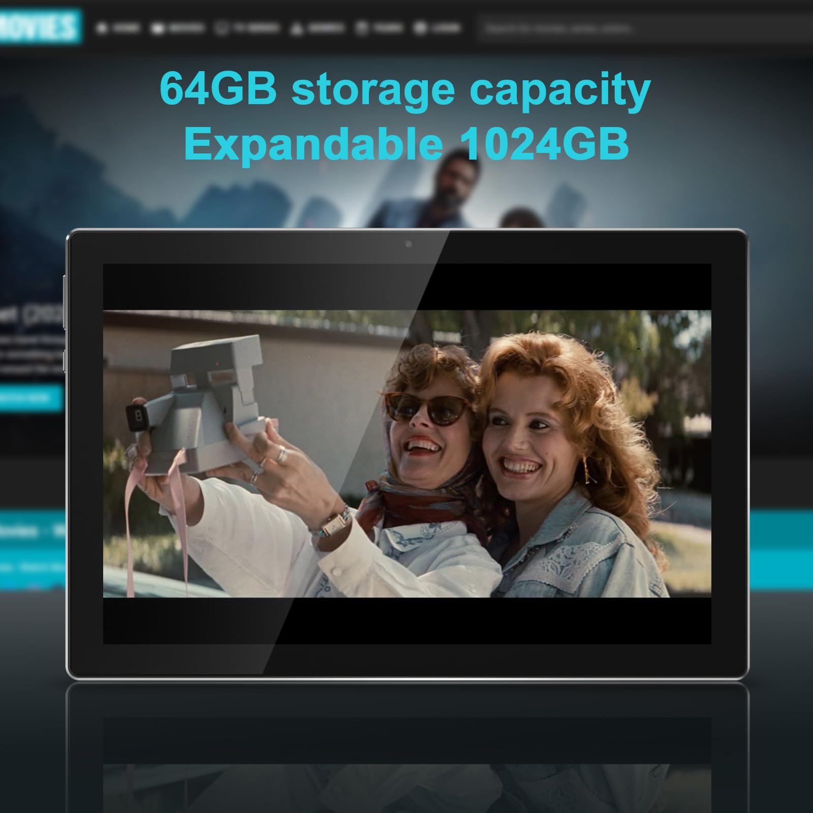 Tablet 10 Inch Android Tablets, Quad Core Processor 64Gb Storage And 1024Gb Expand, 4Gb Ram, 2Mp+8Mp Dual Camera, 1280X800 10.1'