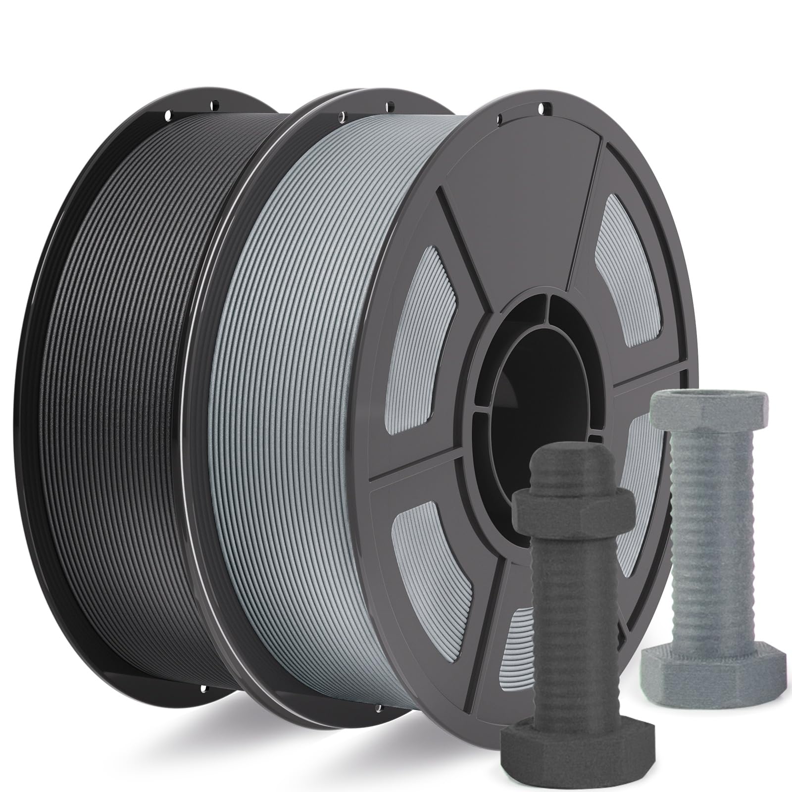 IEMAI Carbon Fiber PETG Filament 1.75mm Bundle 2KG, Matte Black+Gray PETG-CF 3D Printer Filament with Dimensional Stability & Lo