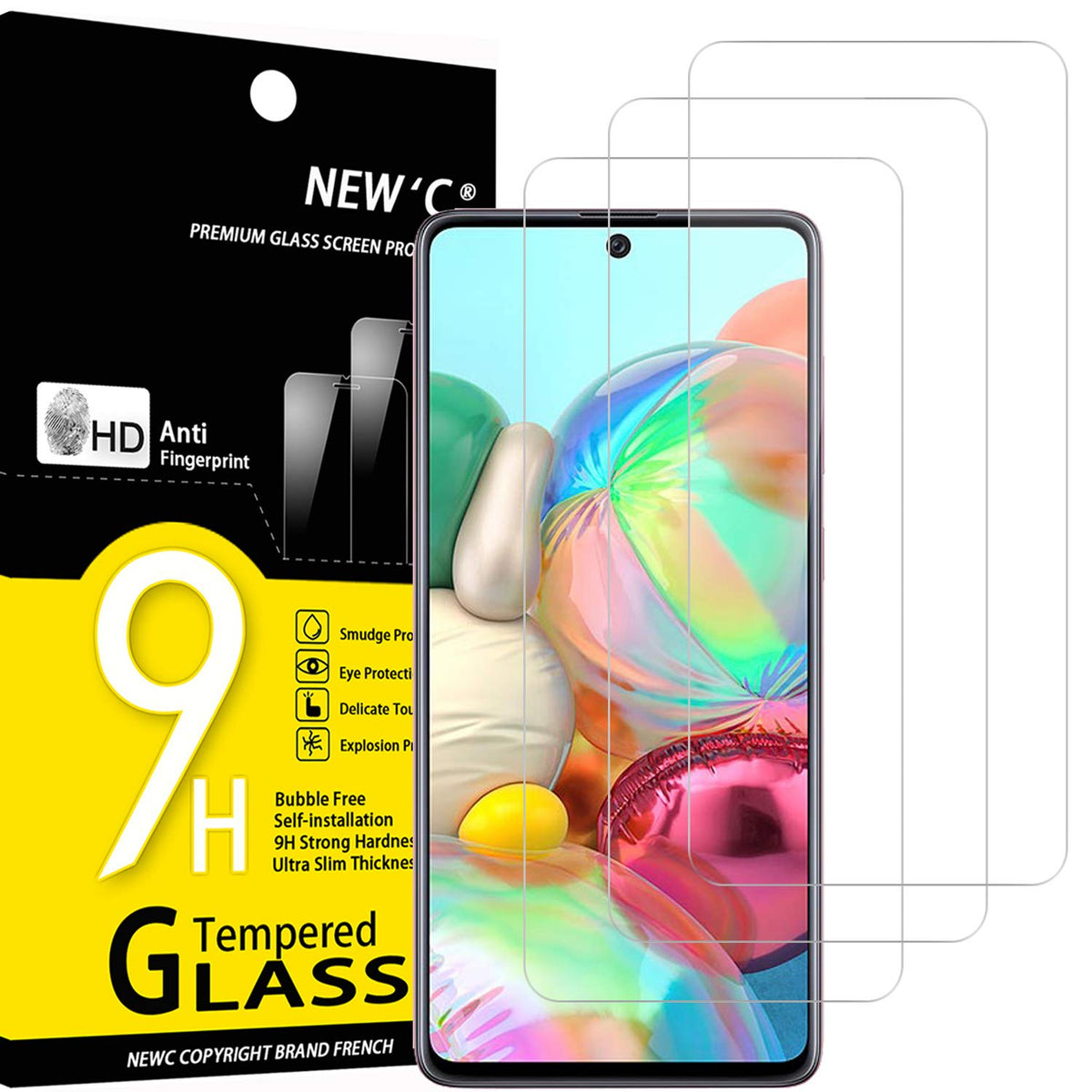 Newc 3 Pack] Designed For Samsung Galaxy A71, Note 10 Lite Screen Protector Tempered Glass, Case Friendly Ultra Resistant