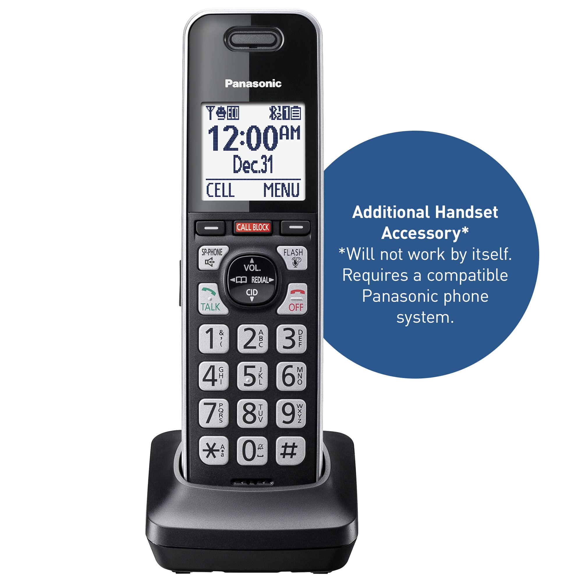 Panasonic Additional Cordless Phone Handset, Advanced Call Block, Compatible With Kx Tgf94X And Kx Tgf97X Series   Kx Tgfa97B (B