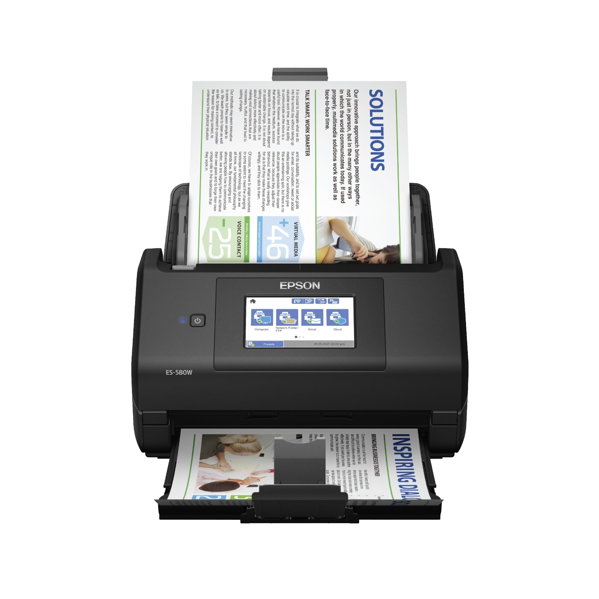 Epson Workforce Es 580W Wireless Color Duplex Desktop Document Scanner For Pc And Mac With 100 Sheet Auto Document Feeder (Adf)