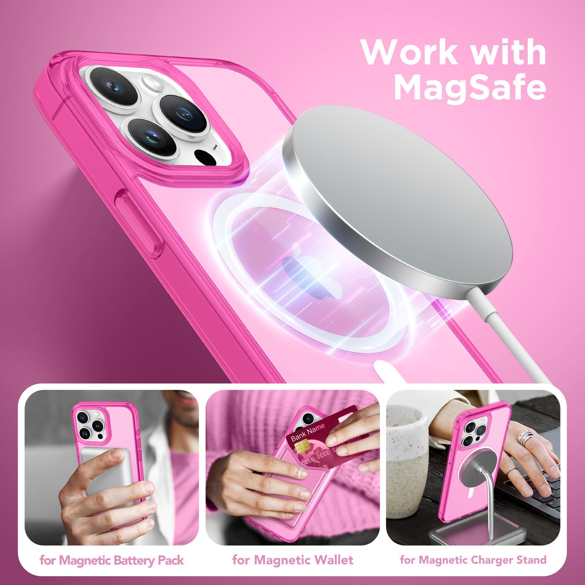 Gonez Magnetic For Iphone 14 Pro Max Case,Compatible With Magsafe,[2 Screen Protector & 2 Camera Cover][Anti Fingerprint][Non Ye