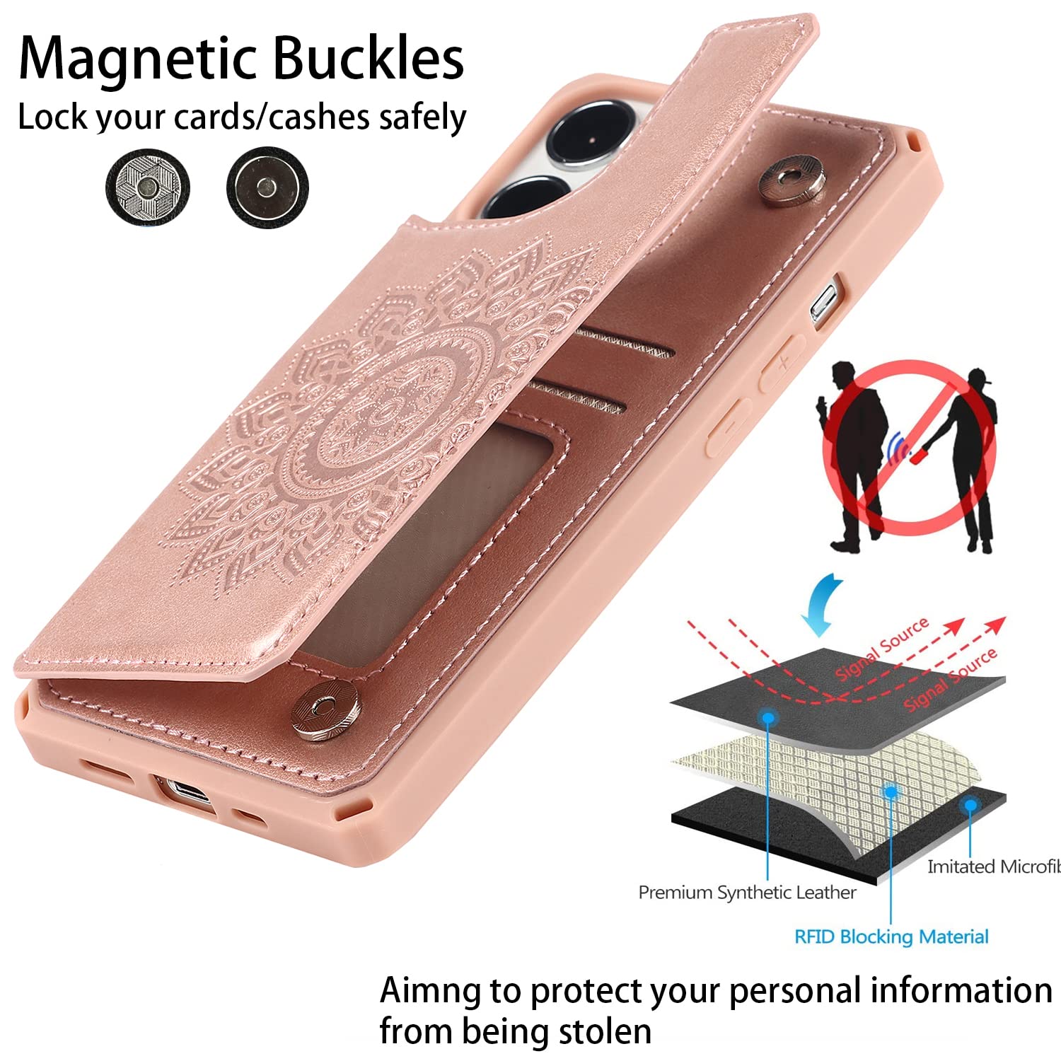 Cavor For Iphone 13 Pro Case With Card Holder,Iphone 13 Pro Wallet Case For Women Men,Phone Case Iphone 13 Pro Case With Stand &