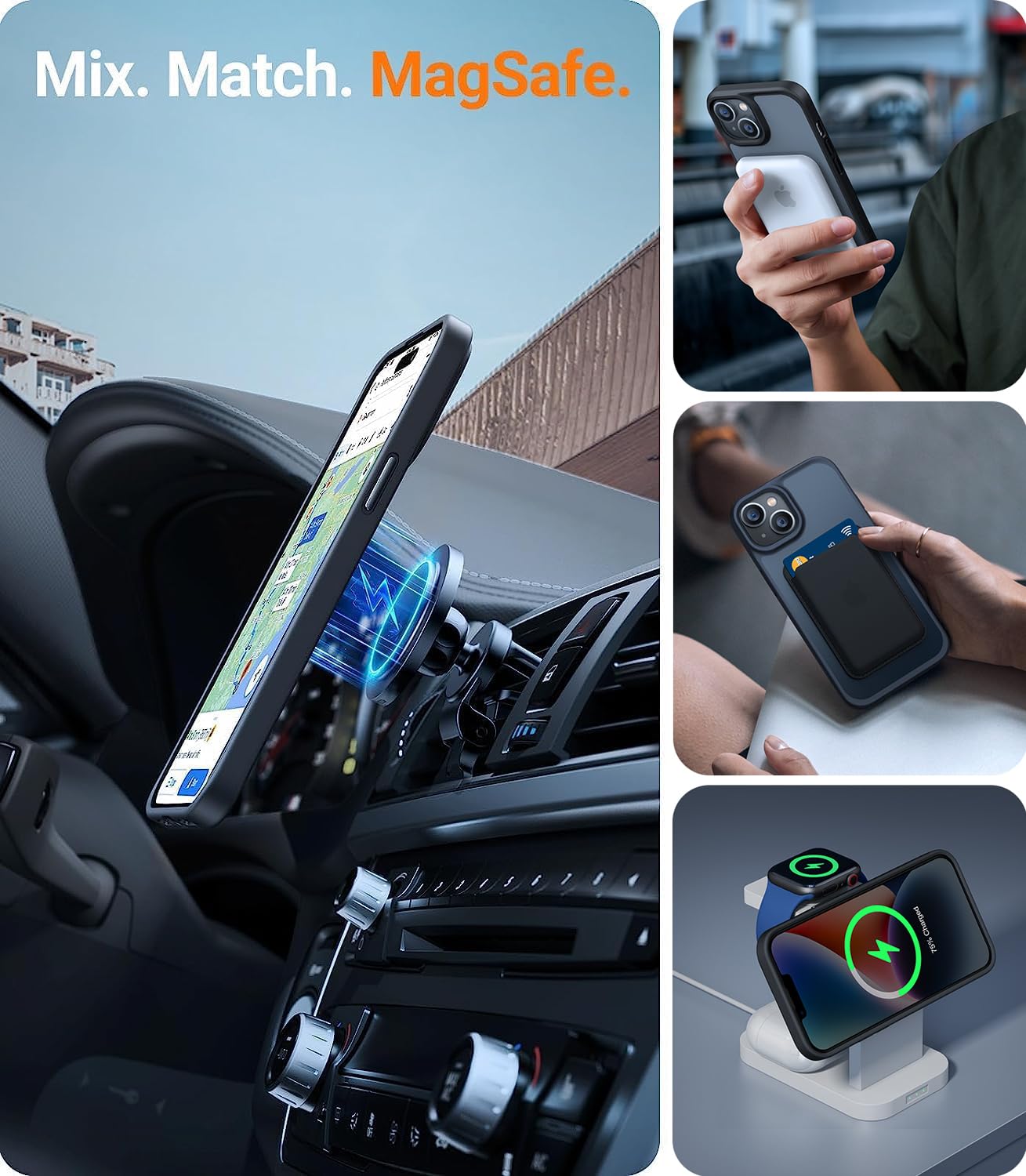 Torras Magnetic Shockproof For Iphone 15 Case Iphone 14 Case, 12Ft Military Grade Drop Protection, Translucent Slim Protective A