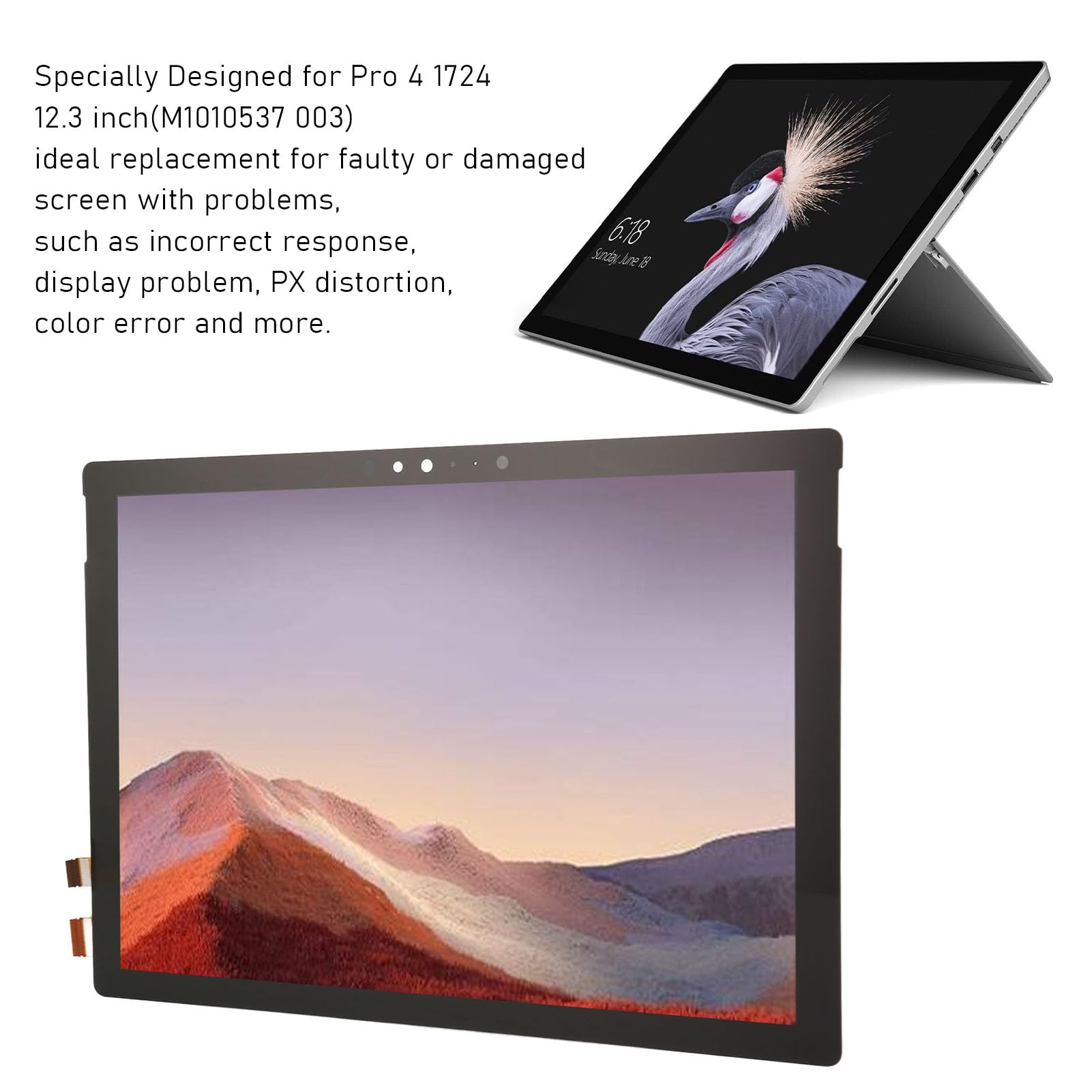 Screen Replacement For Microsoft Surface Pro 4 1724 12.3 Inch(M1010537 003), Oled Display Touch Screen Digitizer Assembly, Lapto