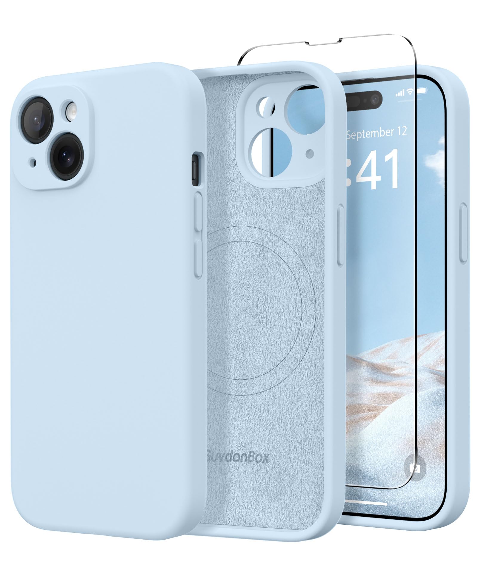 Suydanbox Magnetic For Iphone 13 Case, Compatible With Magsafe, [Full Camera Protection][2 Screen Protectors] Silicone Shockproo