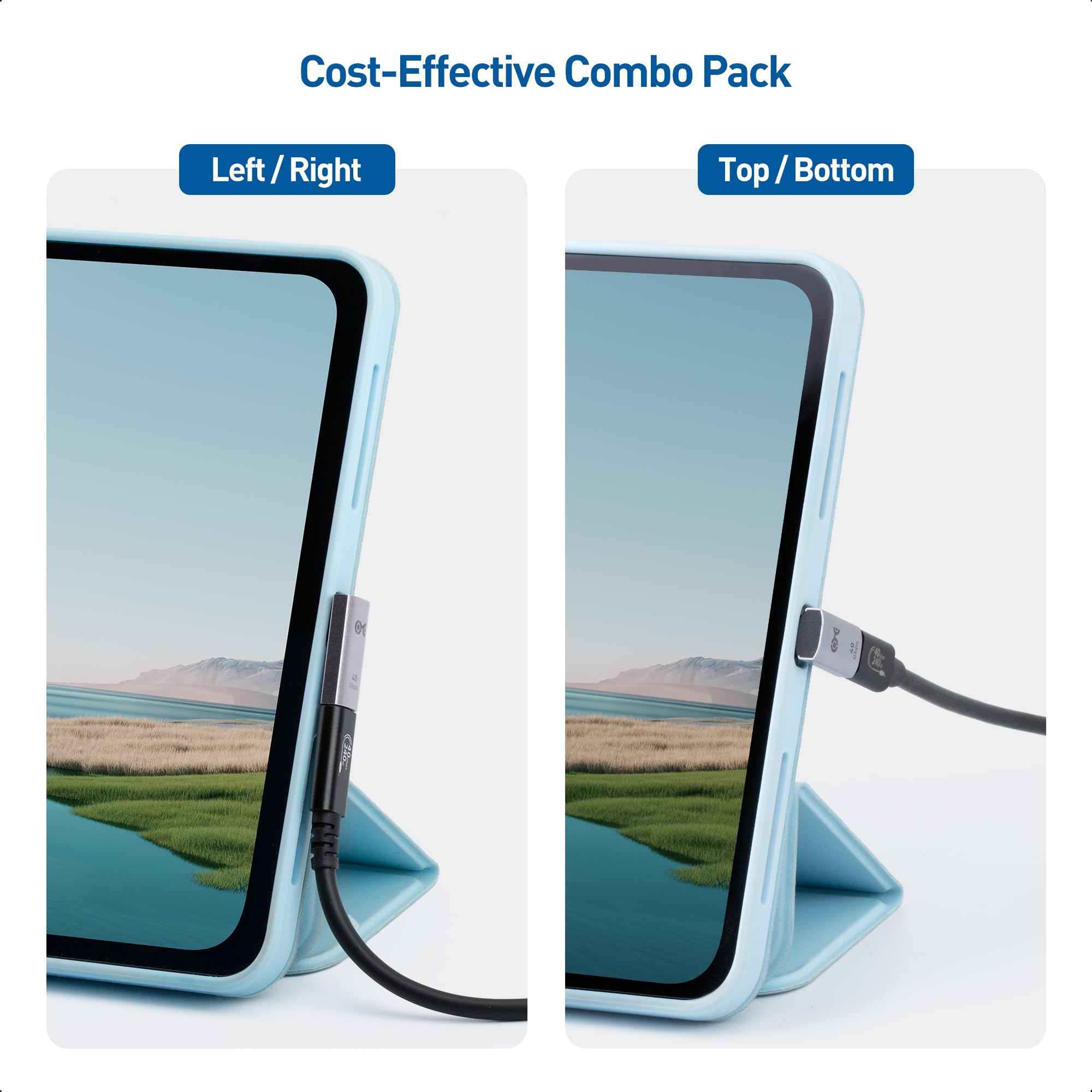 Cable Matters Combo Pack 40Gbps Vertical Right Angle USB C Adapter Kit, Up to [4K@240Hz Video, 240W Charging, 40Gbps] 90 Degree USB C Adapter, Compatible with Thunderbolt 4, iPhone 16, Steam Deck