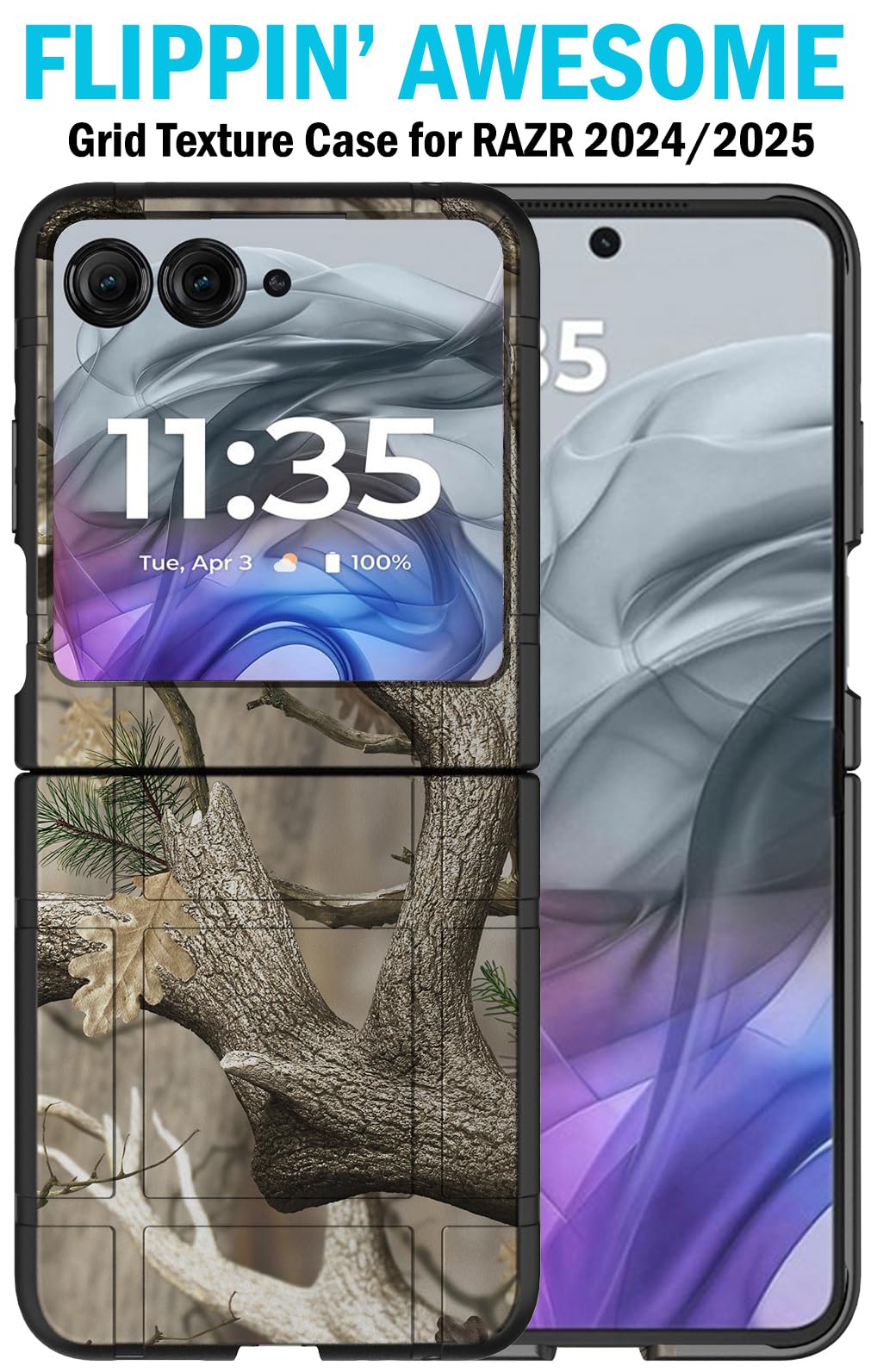 Case With Clip For Motorola Razr (2024/2025) Flip Phone, Nakedcellphone Slim Hard Shell Camouflage Cover And Belt Hip Holster Ho