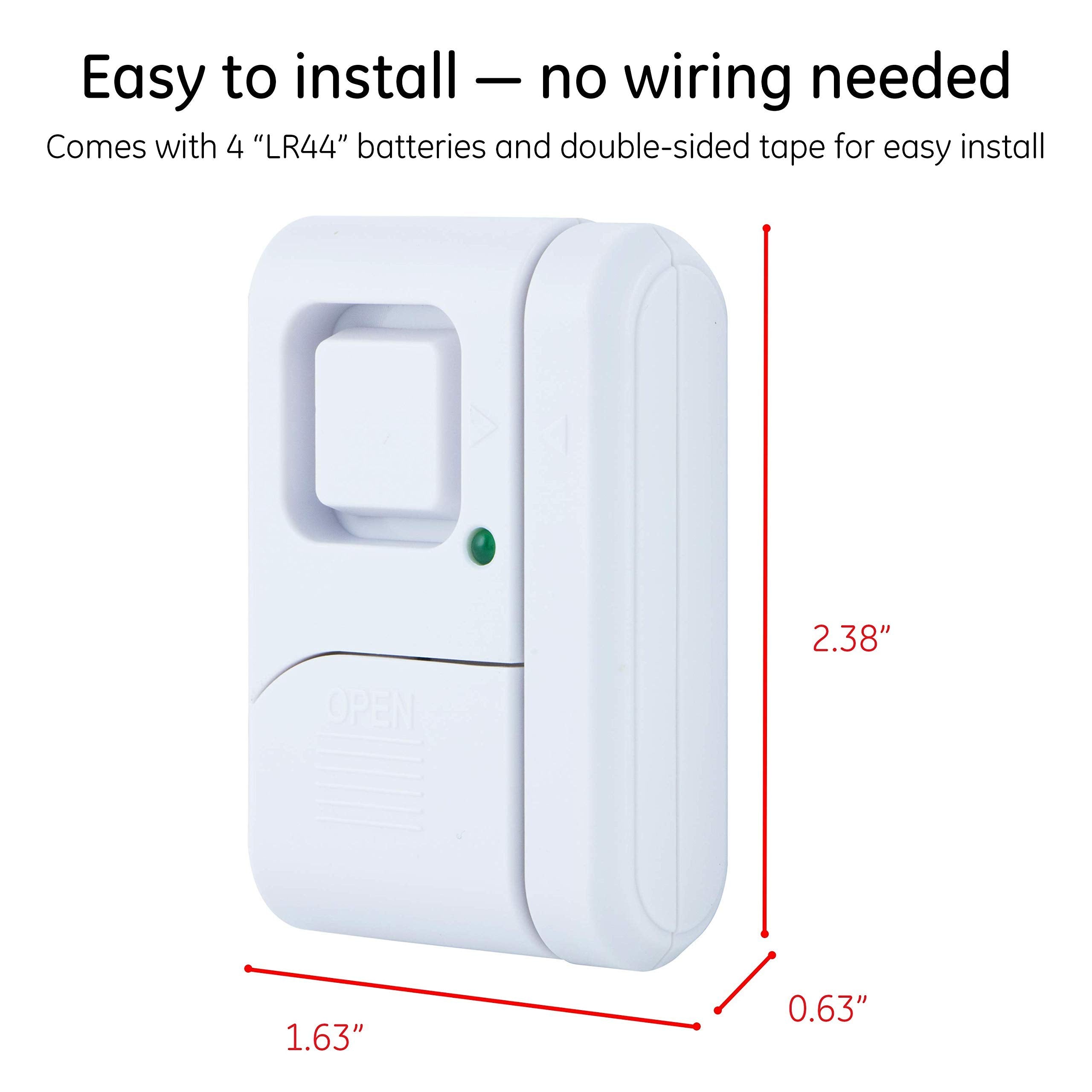 Ge Personal Security Window And Door Alarm, 4 Pack, Diy Protection, Burglar Alert, Wireless Chime/Alarm, Easy Installation, Home