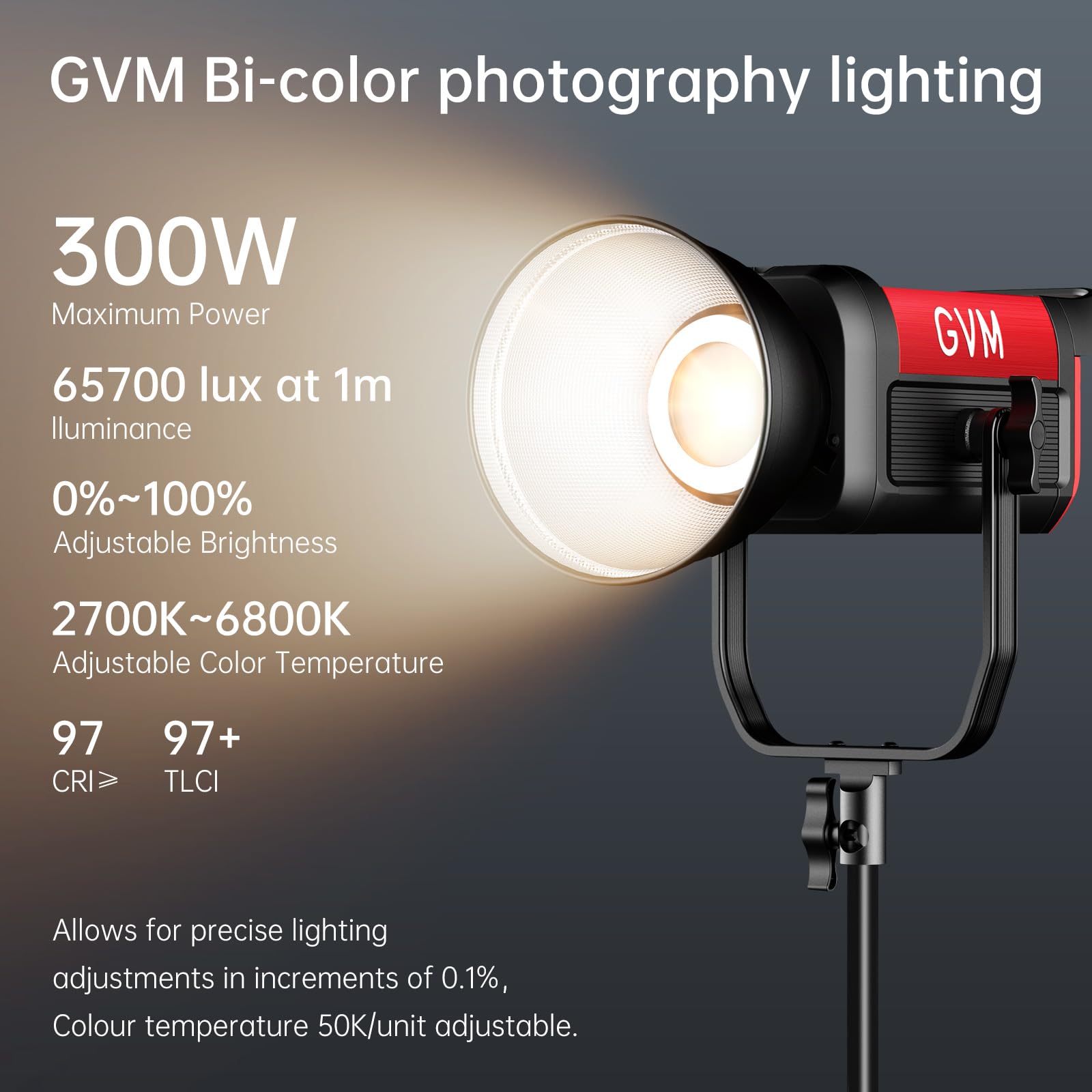 Gvm Video Lighting 300W Bi Color Studio Lights Kit With Bowens Mount Softbox And Stand Cct 2700K~6800K Cri 97+ Continuous Lighti