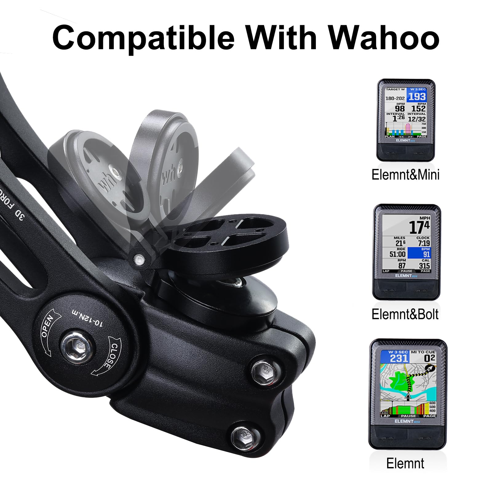 Kremorv Bike Stem Mount Adjustable Bicycle Computer Mount For Wahoo Elemnt Wahoo Elemnt Bolt Wahoo Elemnt Mini, Black