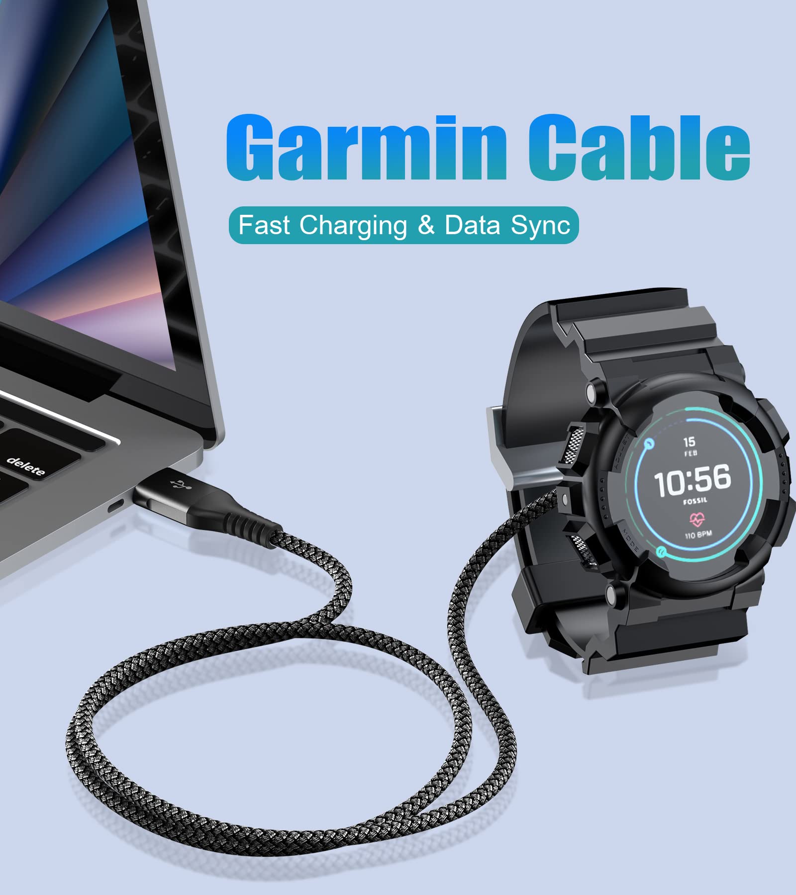 Garmin Watch Charging Cable 4Ft Compatible With Garmin Fenix 5 5S 5X 6 6S 6X Plus Pro 7 7S 7X, Forerunner 945 45 45S 245 Music,A