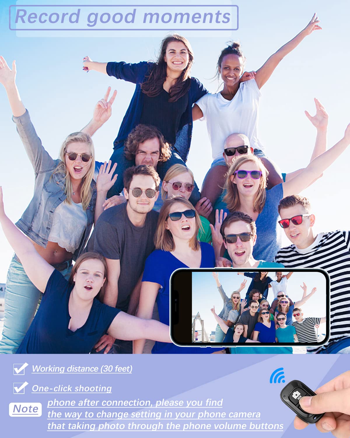 Remote Shutter For Iphone Camera, Bluetooth Remote For Android, Hands Free Works With Take A Christmas Family Portrait, Create A