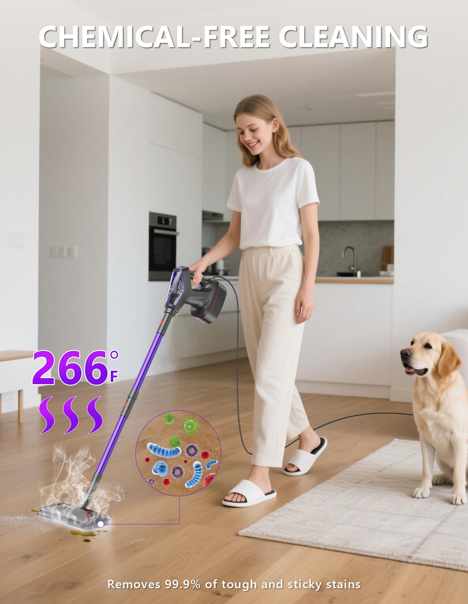 Steam Mop For Floor Cleaning, Heavy Duty 29-In-1 Steam Cleaner For Home With Detachable Handheld Steamer, For Hardwood, Tile, Wa
