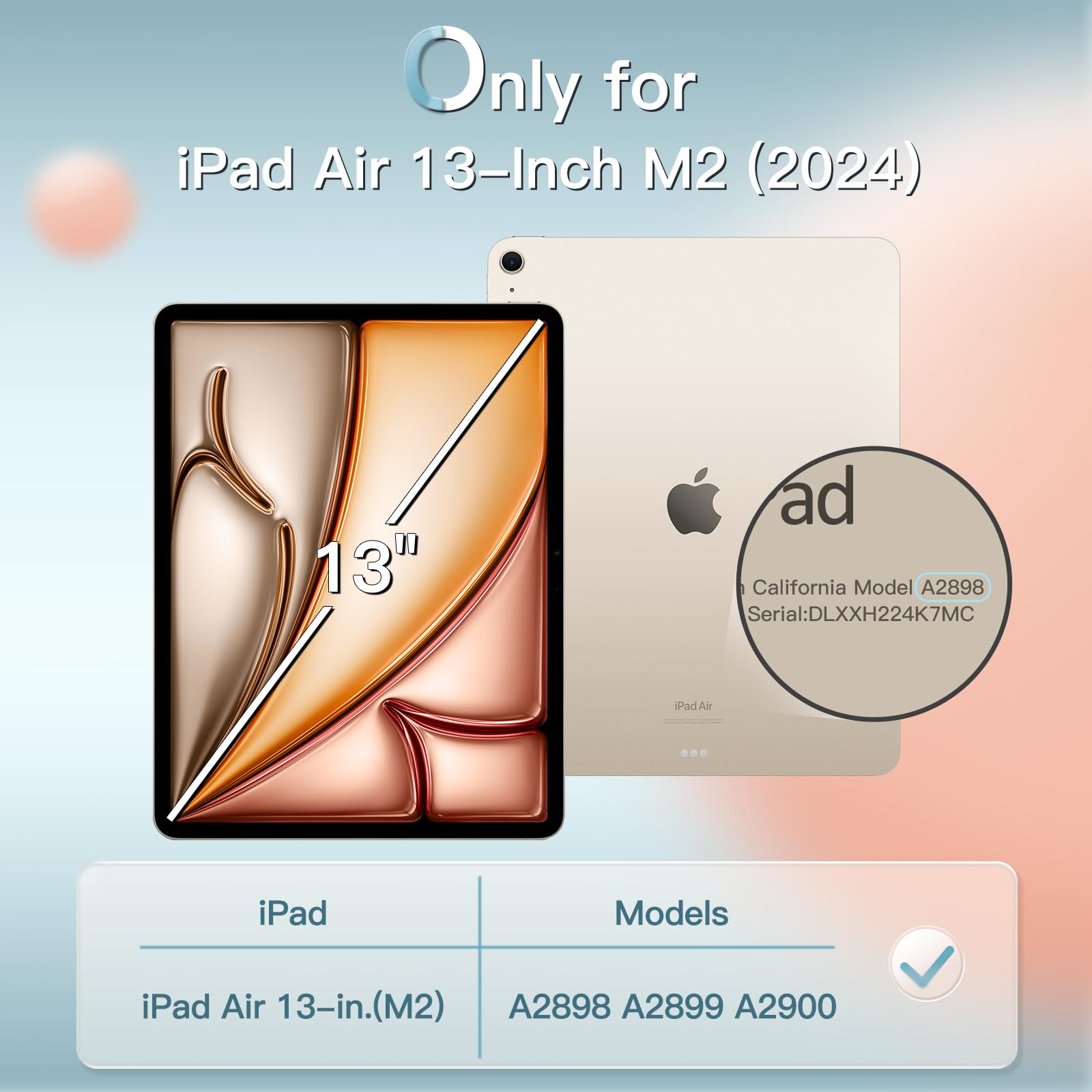 Jetech Case For Ipad Air 13-Inch M2 (2024), Slim Stand Hard Back Shell Smart Cover With Auto Wake/Sleep (Starlight)