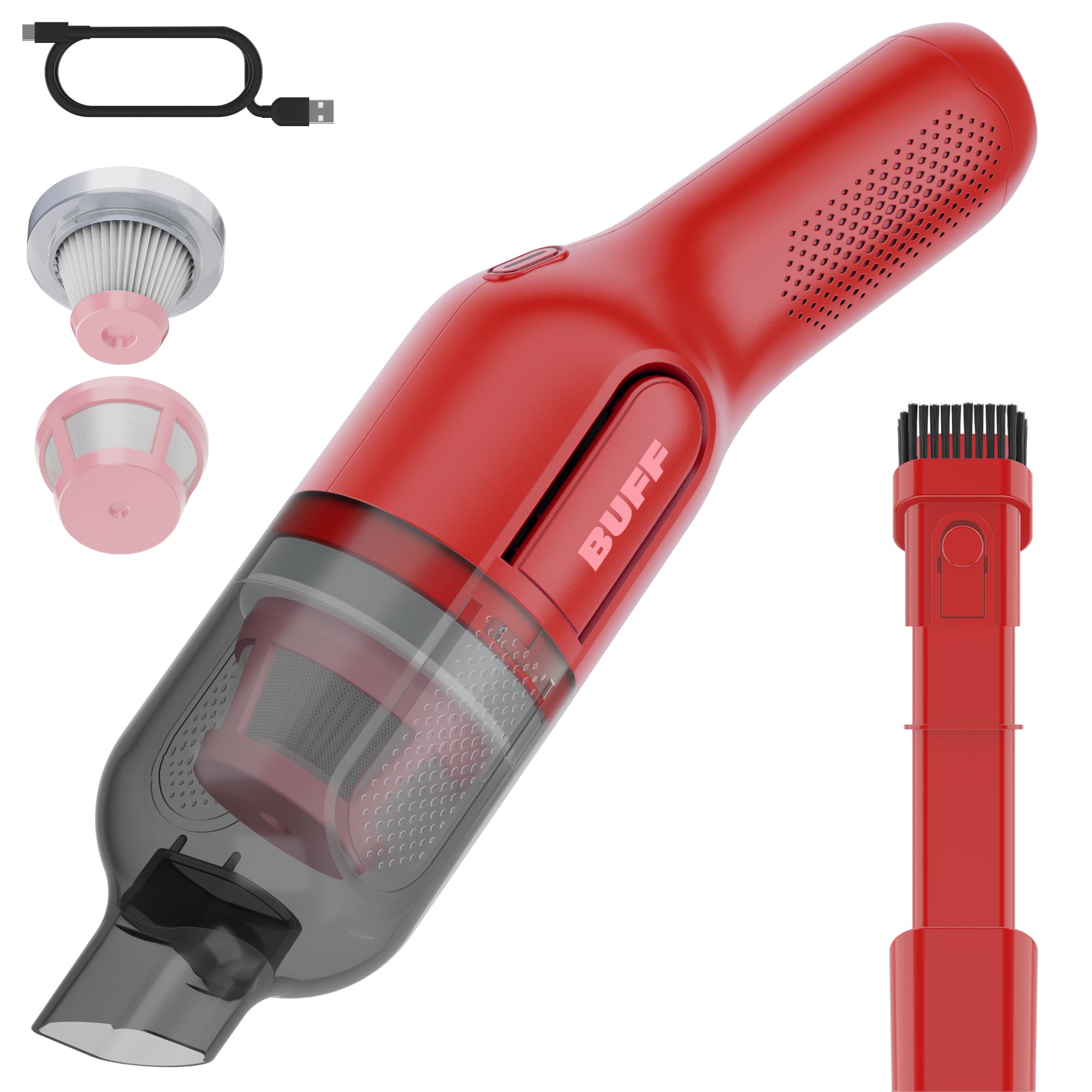 Buff Cordless Handheld Vacuum, Rechargeable Car Vacuum Cleaner With Combo Crevice And Brush Tool Included, For Home, Office, Car